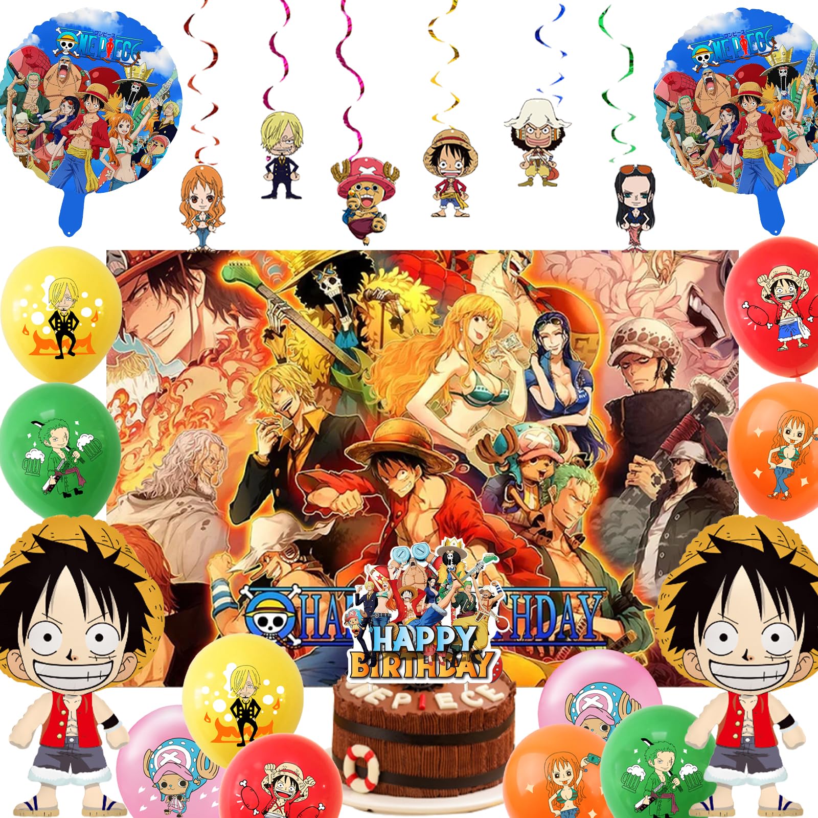 Amazon.co.jp: PALNKART 海賊王 誕生日 飾り付け キャラクター風船