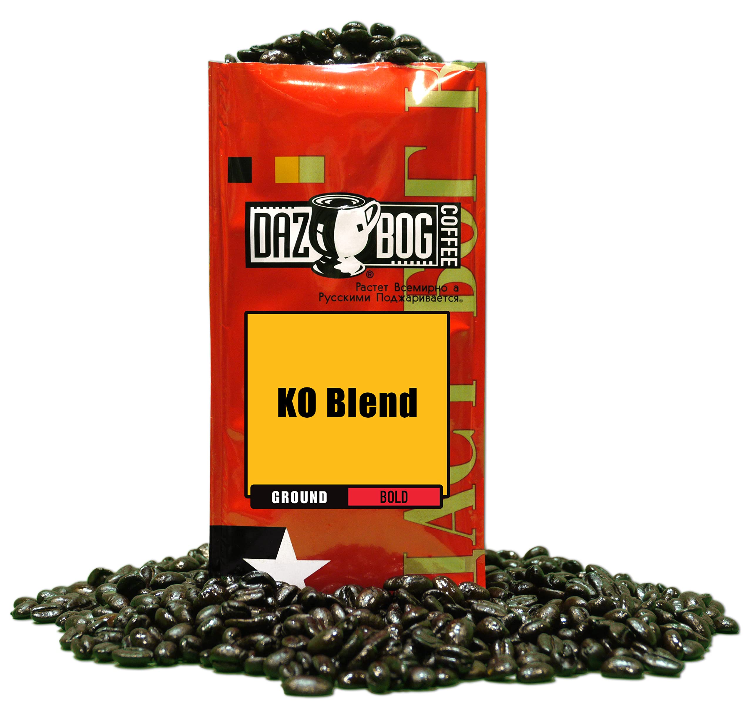 DazbogCoffee | KO Blend | Ground Coffee | Pack of 6 | 11 oz. | Dark Roast Flavor | Full-Bodied, Smoky, Pungent Blend | Intense & Lively | Heavenly Rich |Vacuum Sealed Freshness