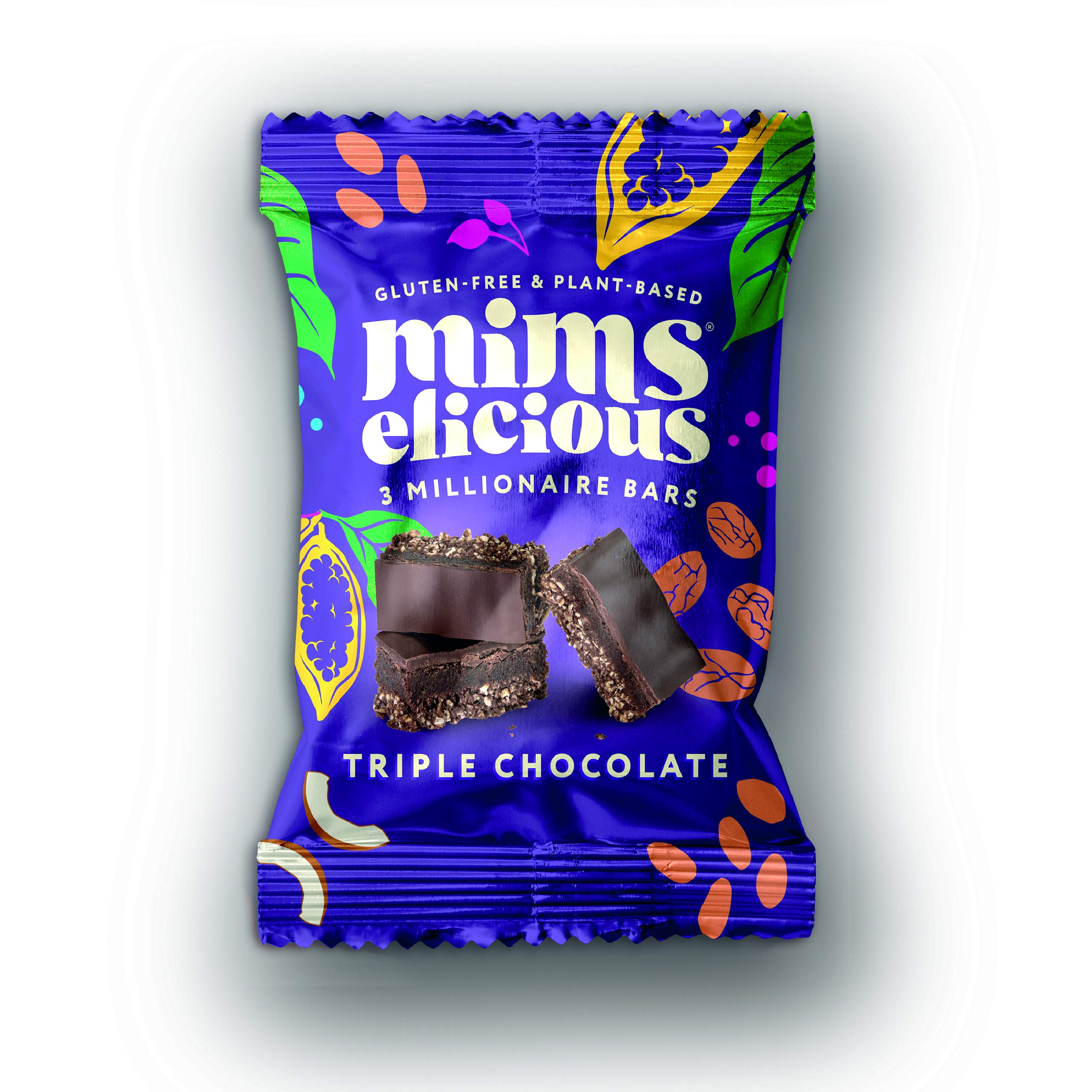 Mimselicious® Millionaire Bites | Chocolate Cookie Dough Snack Bars | 100% Natural, Gluten Free Biscuit Snacks with Dark, Organic, Plant-Based Chocolate | Naturally Contains Vegan Protein | Box of 12