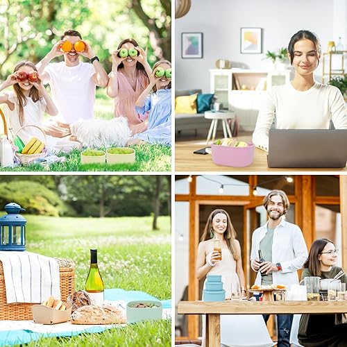 Miniatura 6 de Anatole Juego de 3 recipientes de silicona para almacenamiento de alimentos, Bento con tapas, sin BPA, para lavavajillas, microondas, horno,