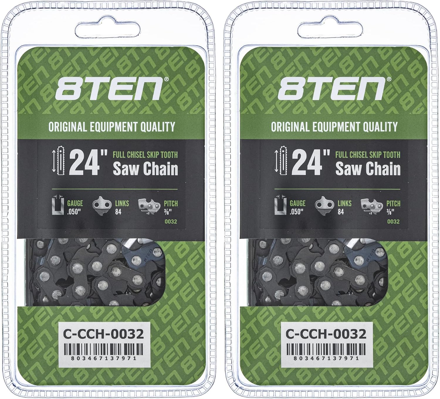 8TEN Full Chisel Skip Tooth Chainsaw Chain 24 Inch .050 3/8 84DL For Husqvarna 455