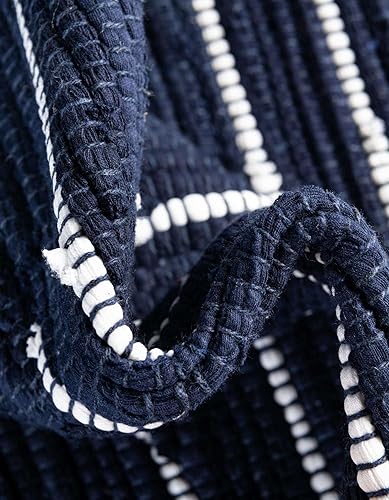 Miniatura 6 de Unique Loom Chindi Cotton Collection - Alfombra rectangular (2 x 3 pies 1 pulgada, rectangular, azul marinomarfil)