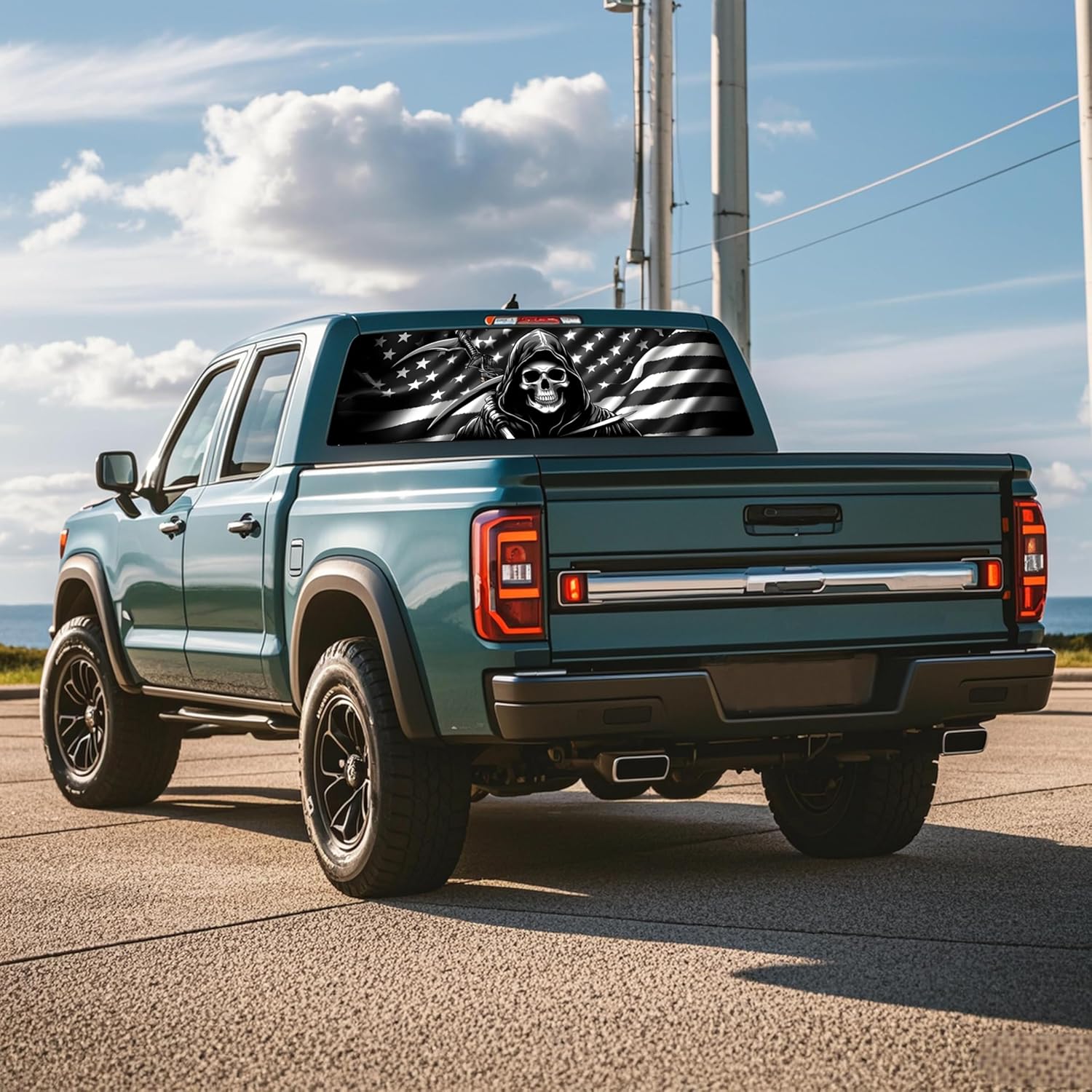 Rear Window Decals for Trucks - 65x17.3 in Back Window American Flag Decals Fit Most Pickup Trucks SUV, Vinyl Back Window Decal Truck Rear Window Graphics for Personalized