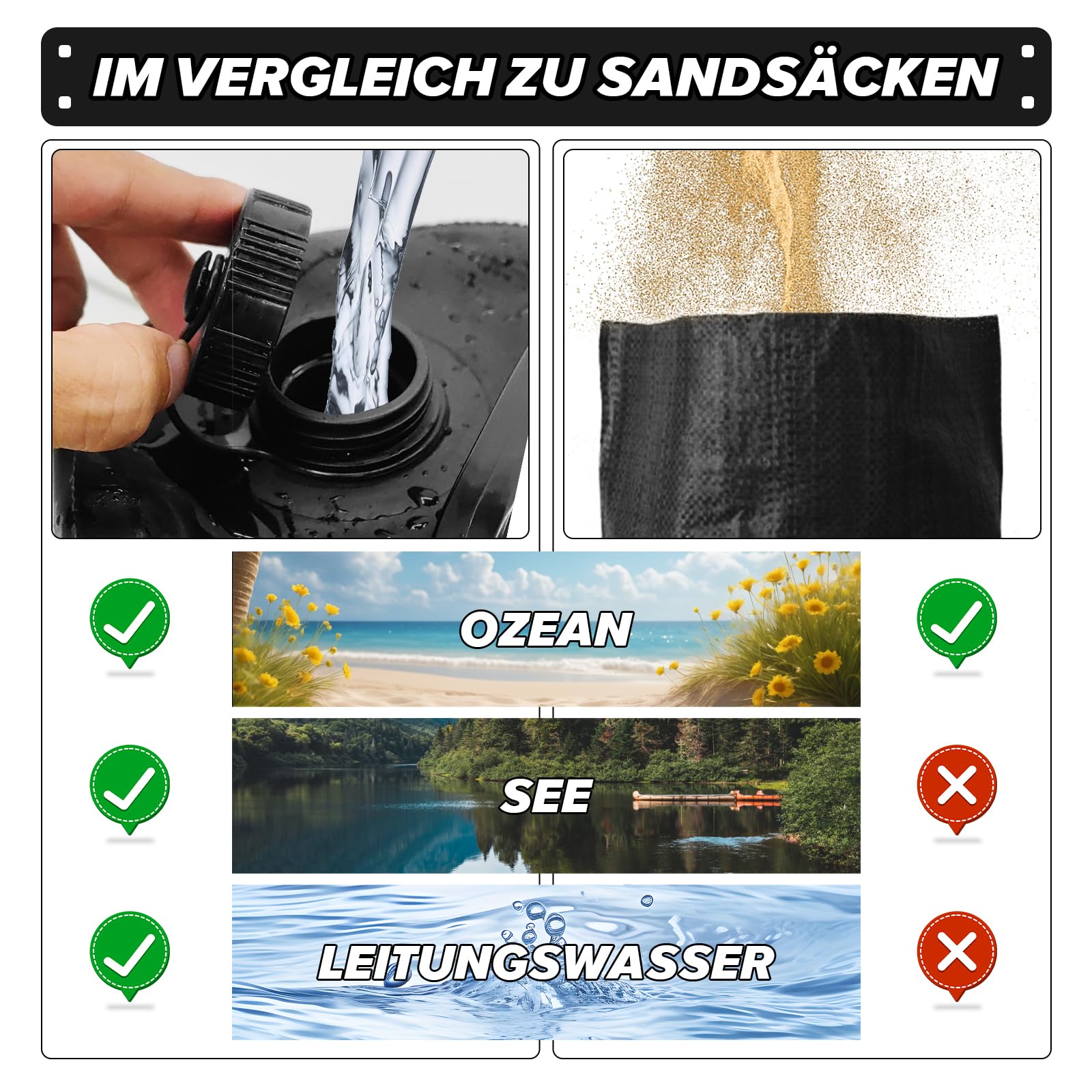 MaxAwe 4er Set Wassergewichtstaschen Standfuß Sandsäcke, Pavillonstandfüße Faltpavillon Pavillon Gewichte Tasche, Wasser Befüllbar, Wasserbeutel Gewichte für Pavillons Gartenzelte Festzelte Fester