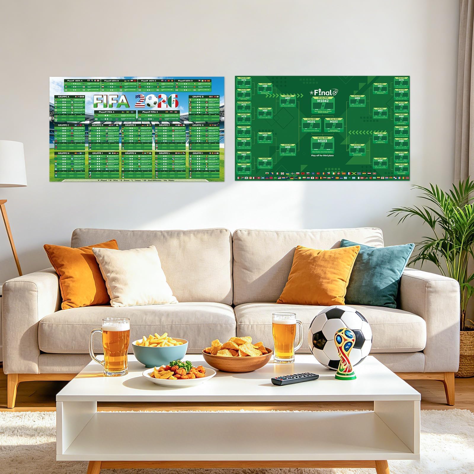 Aitsite Planificador de copa do mundo 2026, póster para decoración del Mundial de mundial 2026, planificador de fútbol con pegatinas de bandera y bolígrafo, todos los juegos, fechas y lugares - 5