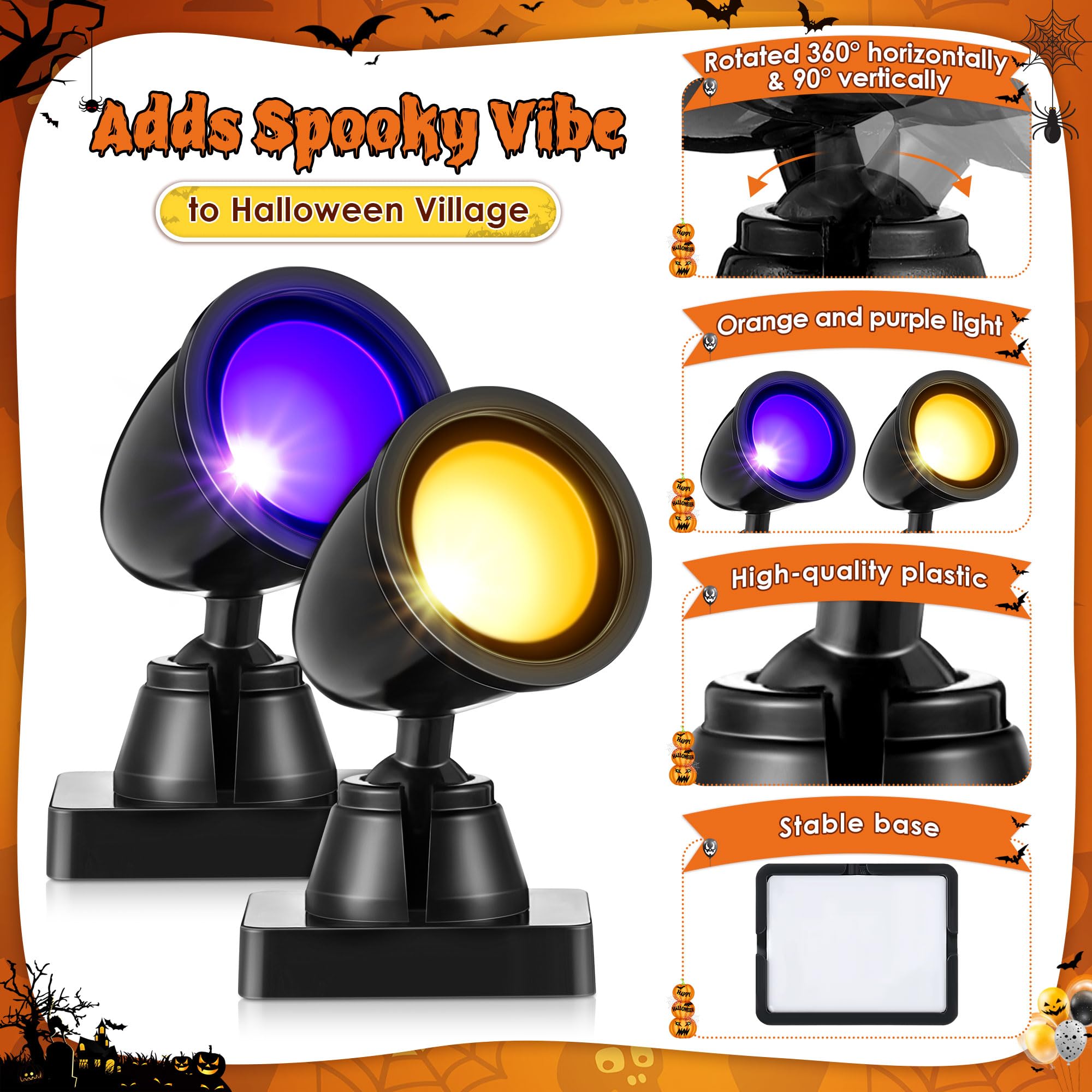 Lemax Christmas Village - Luci Spot Rotonde Per Villaggio Natalizio, Confezione Da 2 Pezzi - Foto 3