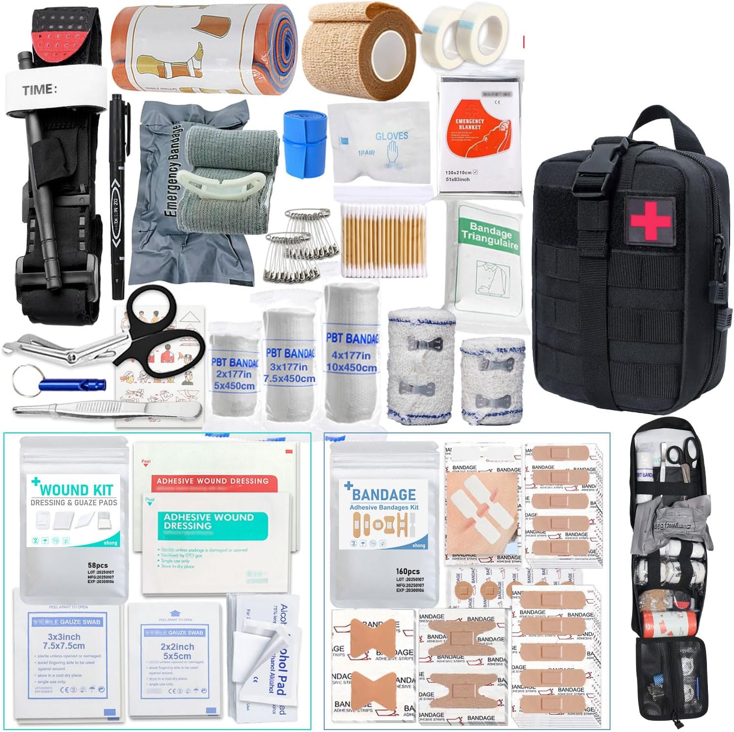 373 Piece First Aid Kit for Home, Travel, Camping, Hiking, Sports, Office & Outdoor Emergencies Survival Equipment - Emergency Medical Kits, Businesses & Home Medical Supplies (Orange)