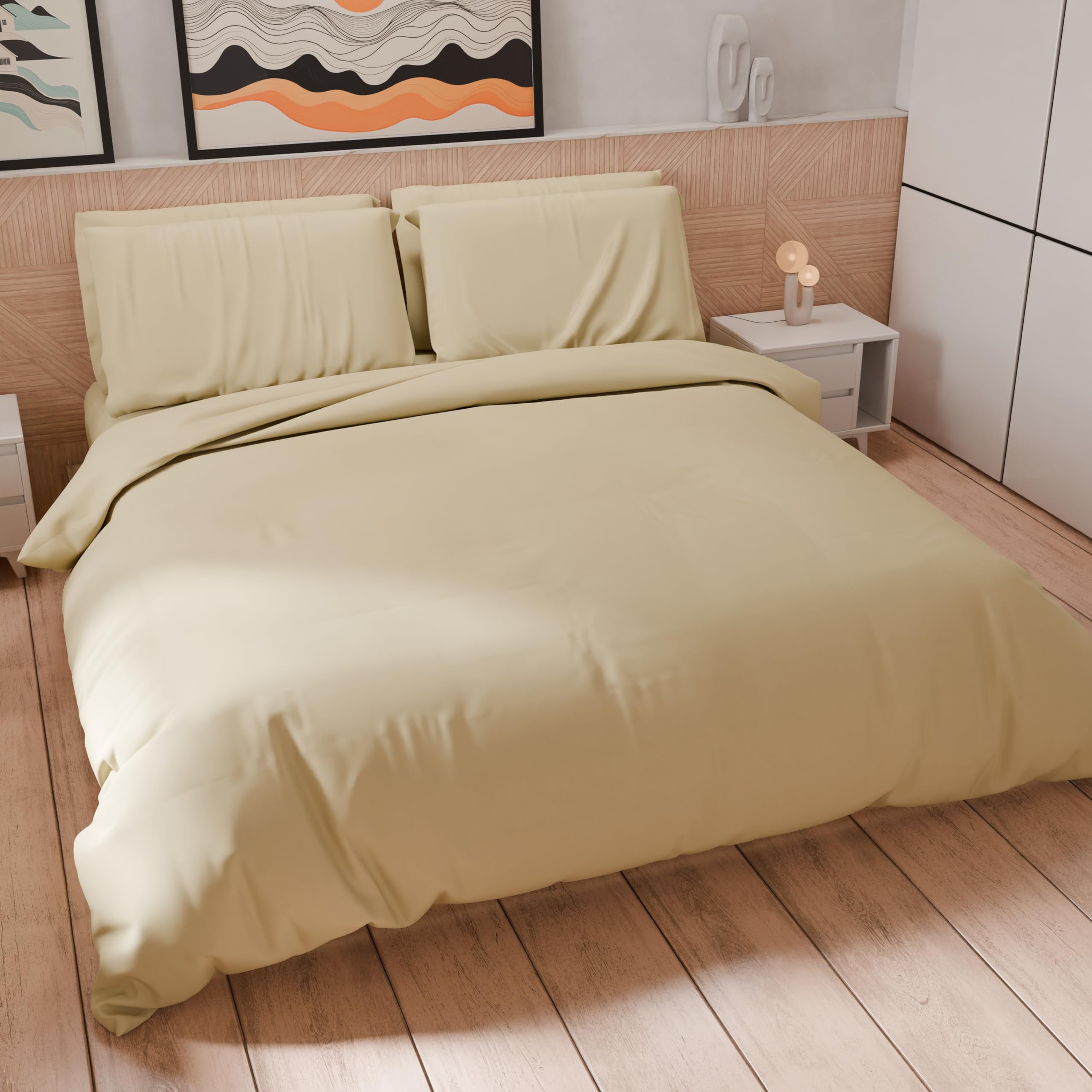 PETTI Artigiani Italiani - Maxi Double Duvet Cover Set 260 x 220 cm (2 Pillowcases 75 x 50 cm Included), Soft Microfibre Duvet Cover Set, Plain Taupe