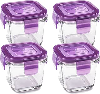 Wean Green Wean Cubes 4oz/120ml Baby Food Glass Containers - Grape (Set of 4) - coolthings.us