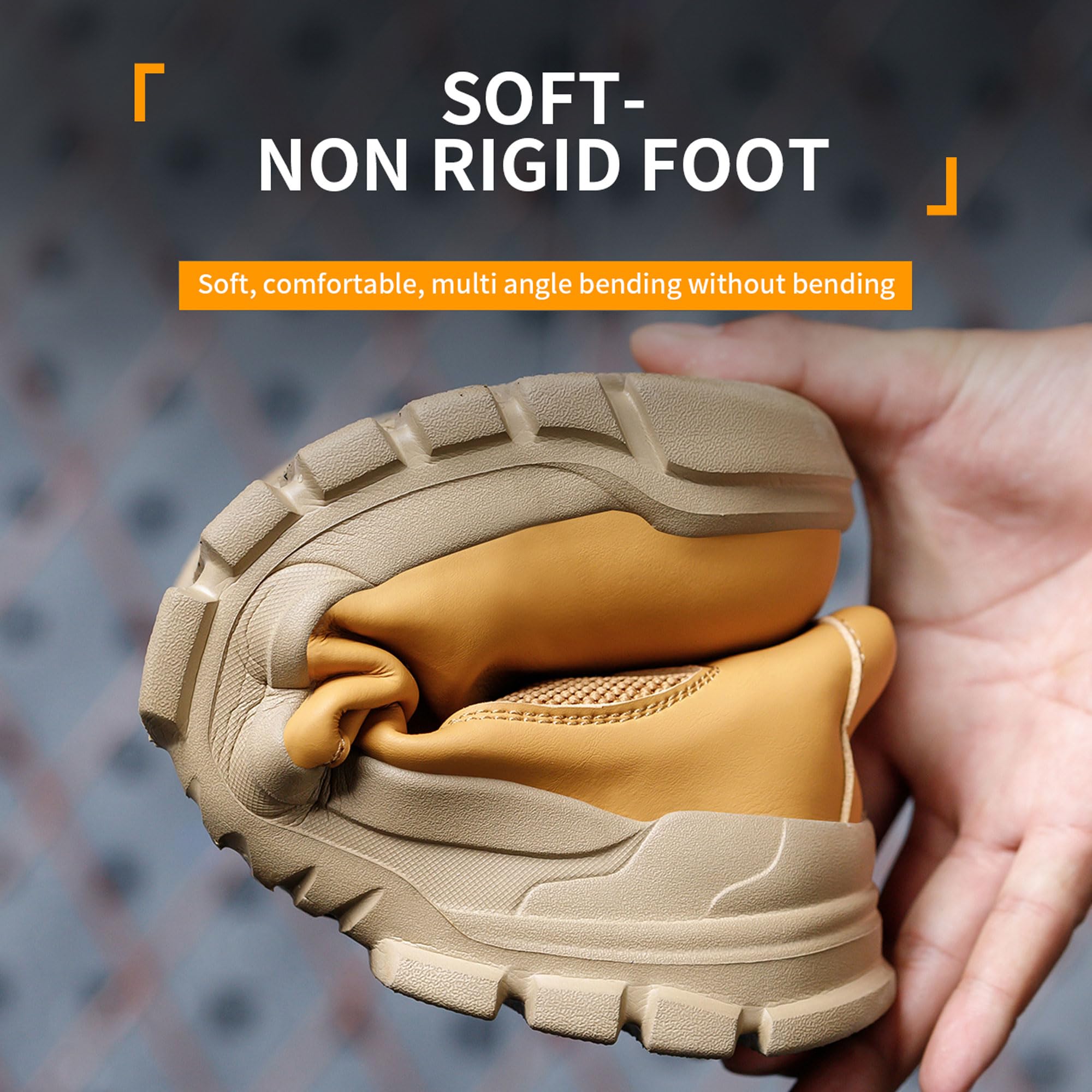 Jueshanzj Work boots Men's steel topped labor insurance shoes welding safety shoes anti-smash anti-puncture Khaki 6