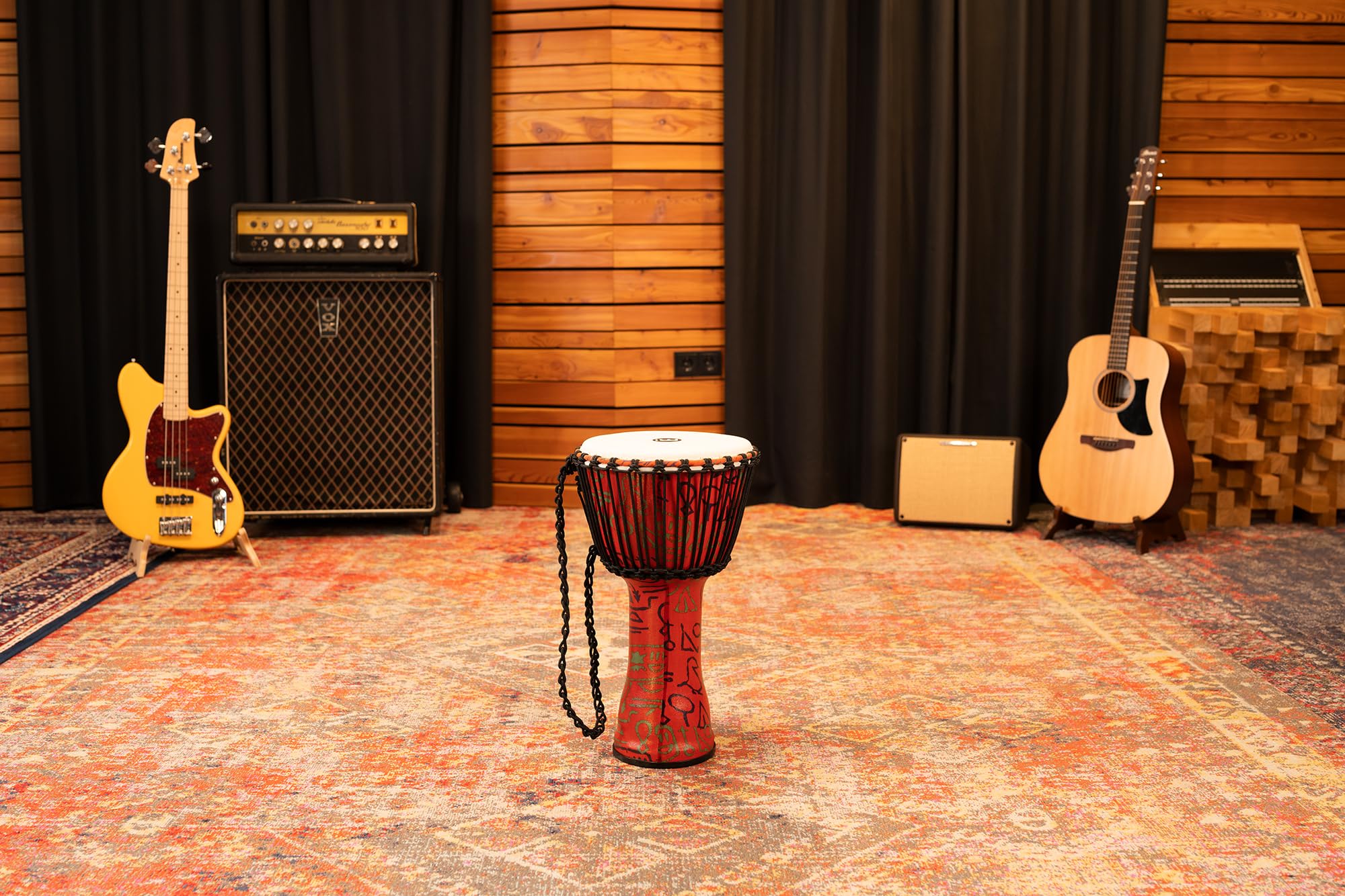 Meinl Percussion - Djembe africano, Serie da viaggio, con decorazioni stile geroglifici, Misura Media, superificie sintetica (PADJ1-M-F)