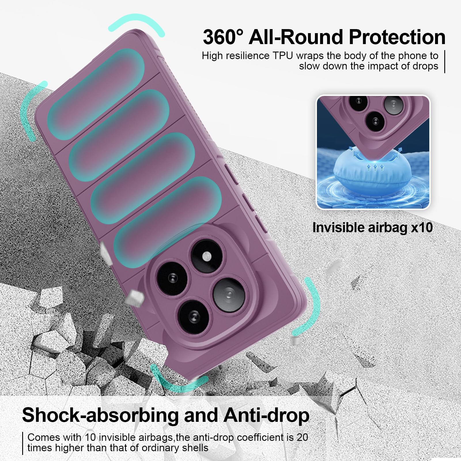 Funda compatible con Xiaomi Redmi Note 14 Pro 5G/Poco X7 5G, resistente a los golpes, patrón ondulado resistente a los arañazos, forro de microfibra suave, protección integral con protección — view 2
