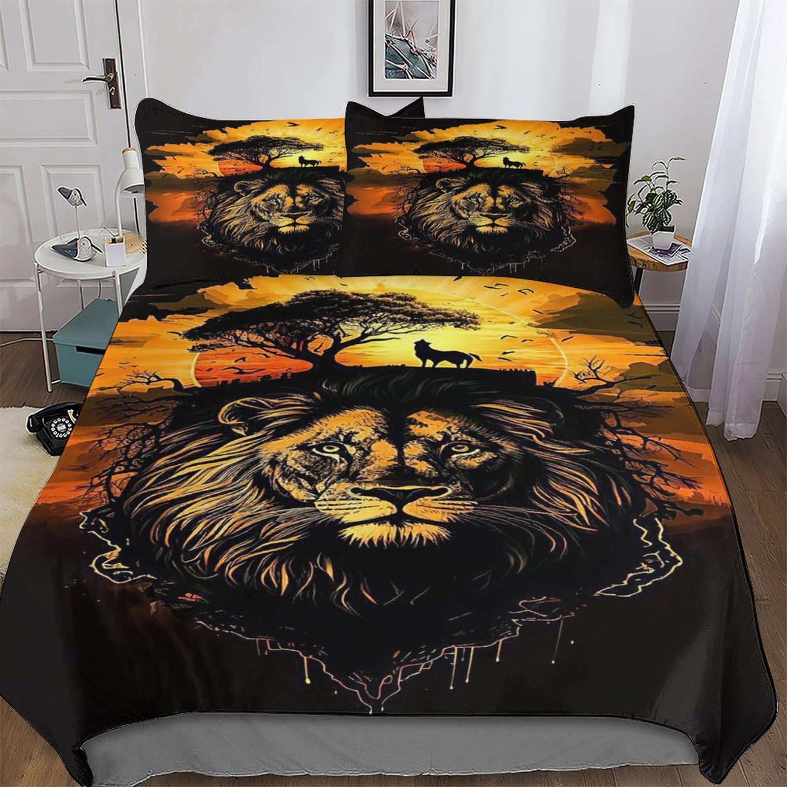 Ggjjtt Boys Lion-16 Lion 3D Printed Duvet Cover Sets 2 Piece Set Super Soft Quilt Cover With Pillowcase For Girls And Teenagers Single135x200cm