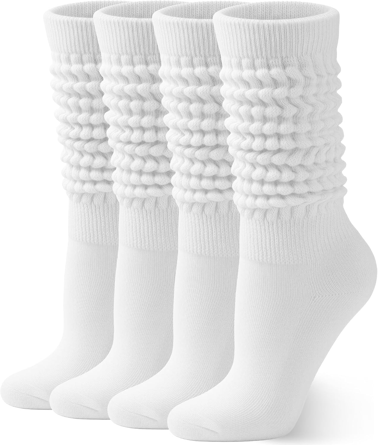 HONGTEYA 2Pairs Slouchy Socks for Women Cotton Knee High Boot Slouch Scrunch Long Leg Warmers Tube Soft Cozy Size 5-11