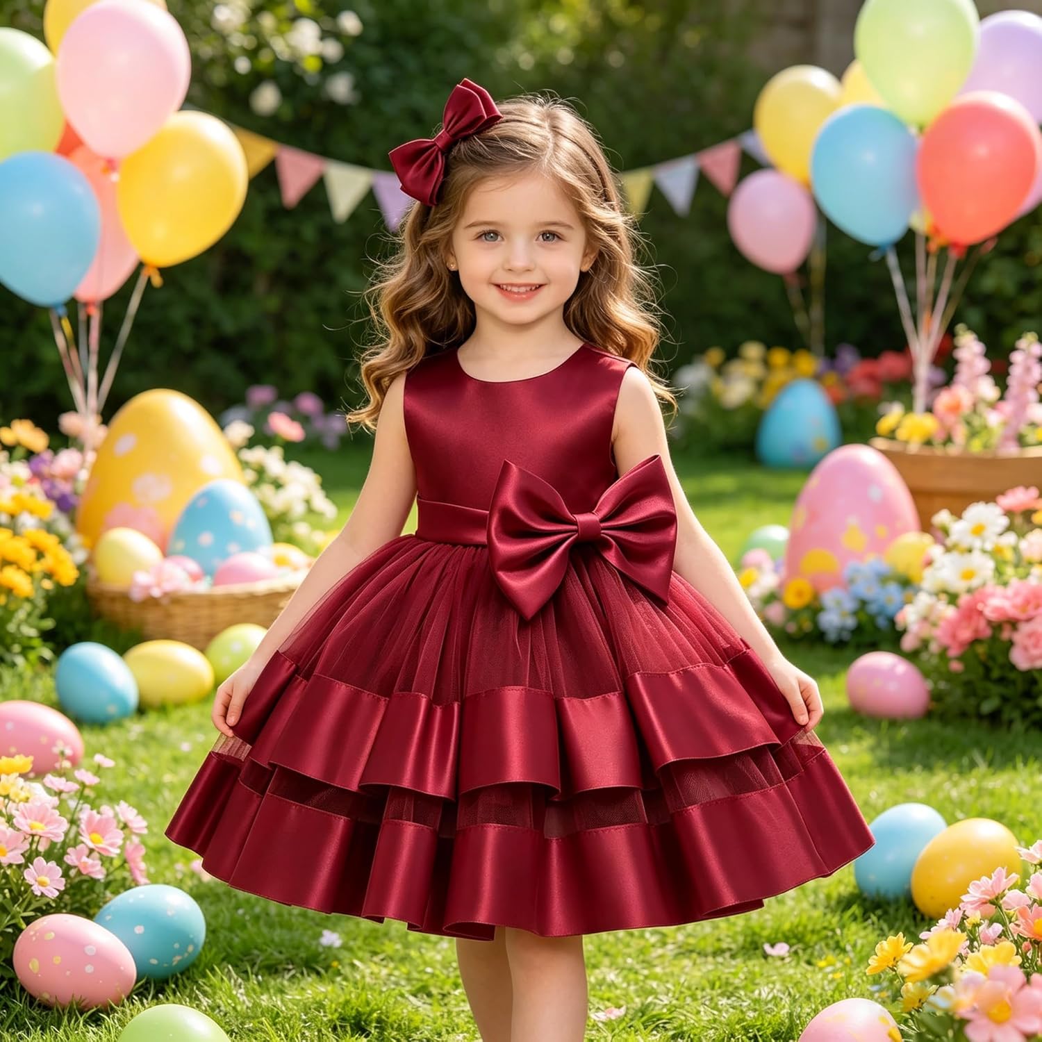 3M-6T Toddler Girl Bowknot Backless Tutu Gown Ruffle Lace Tulle Dress Baby Party Dresses with Headwear