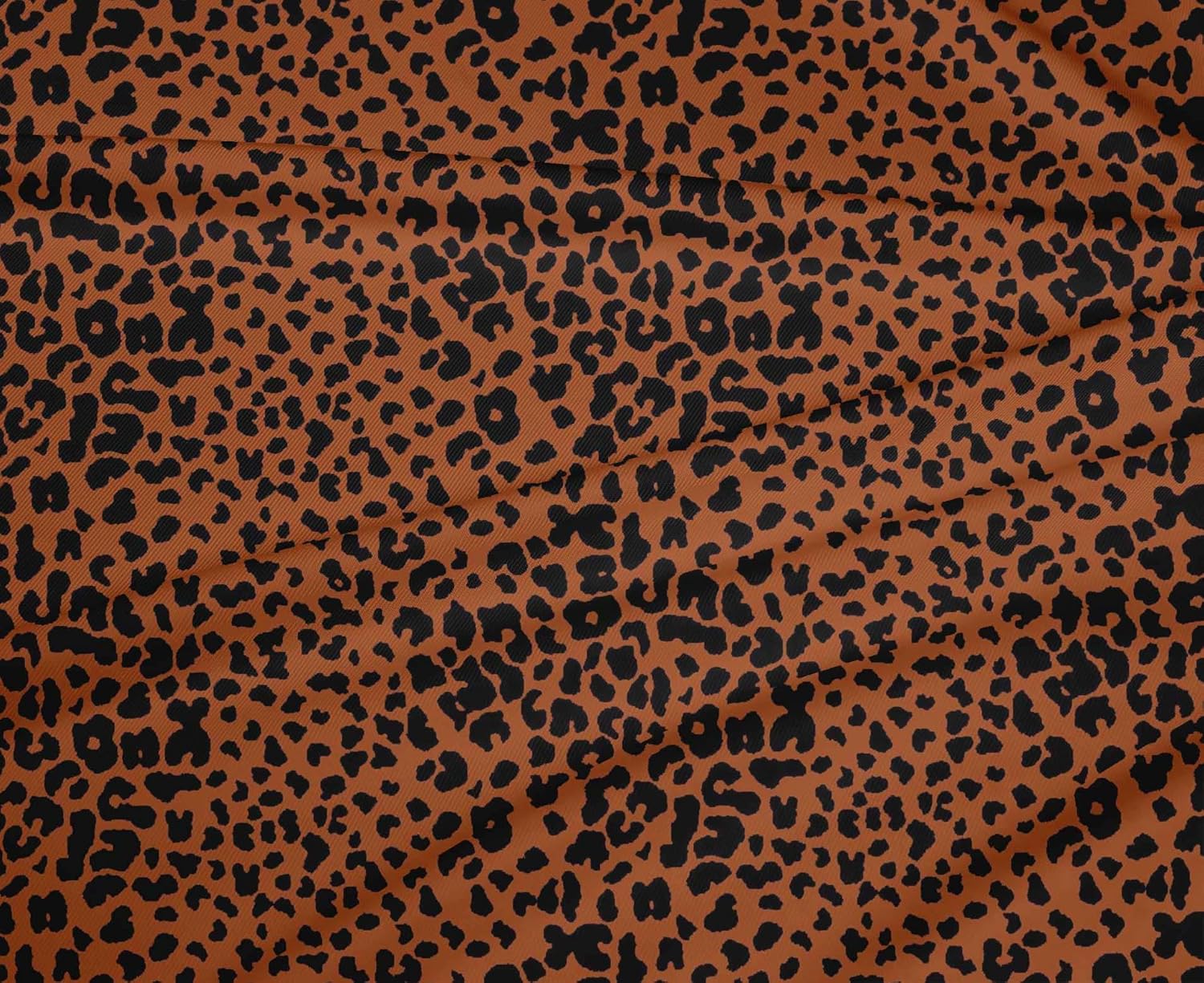oneOone Polyester Spandex Orange Fabric Leopard Animal Skin DIY Clothing Quilting Material Print Fabric by Yard 56 Inch Wide