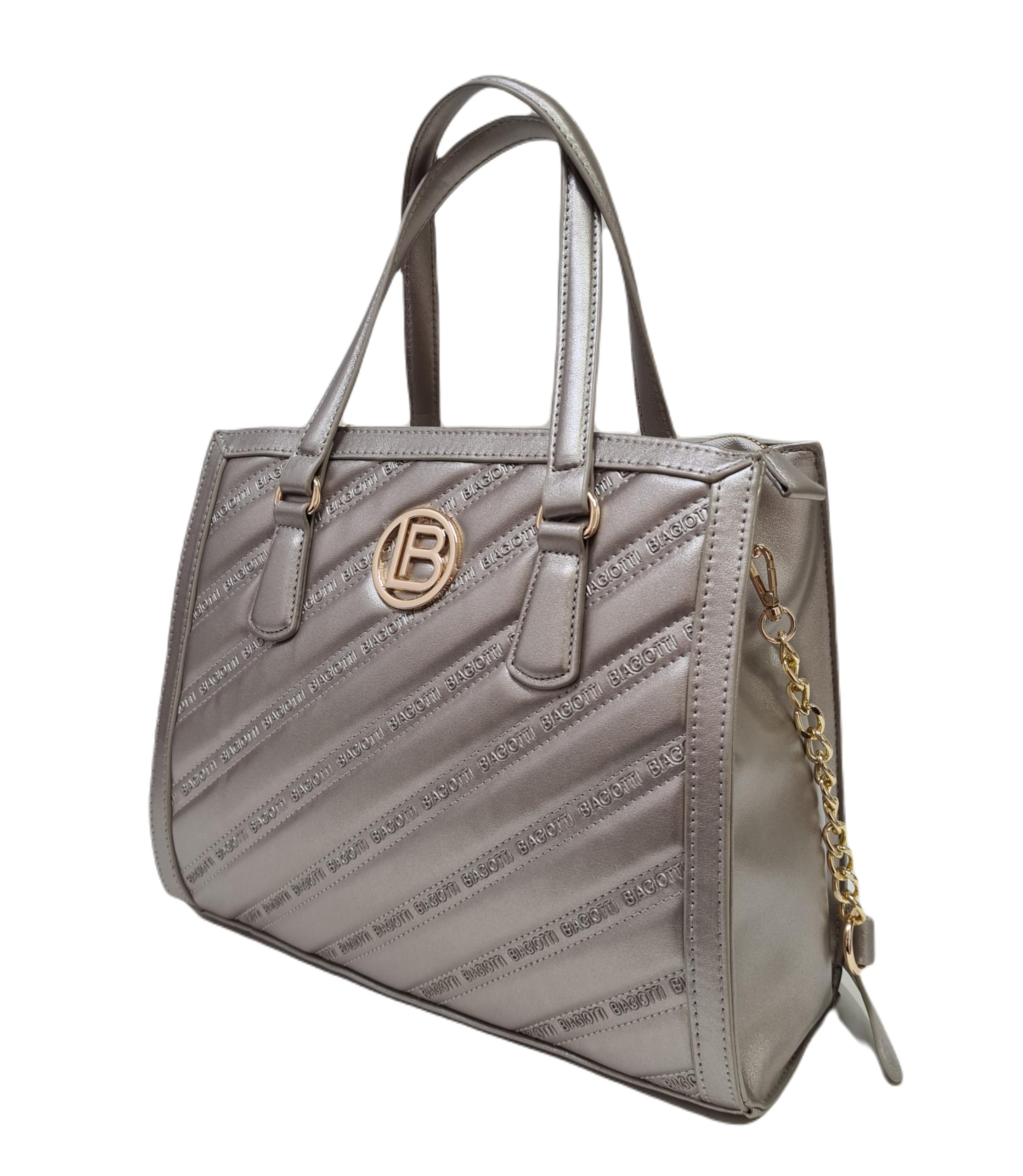Laura Biagiotti Borsa a mano da donna in pelle rossa, trapuntata, con manico e dettagli in metallo (METAL)