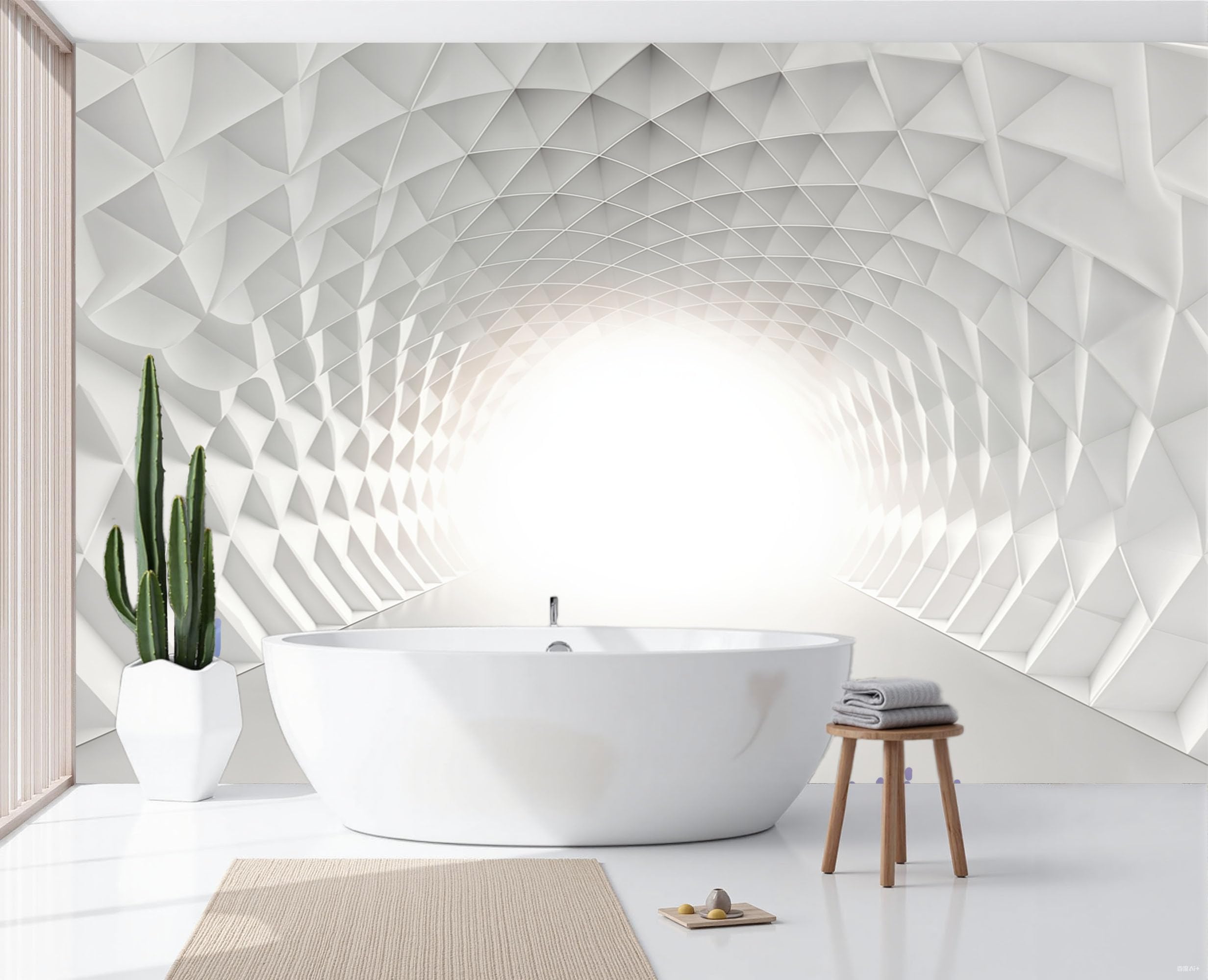 Papier peint intissé tunnel 3D beige panoramique 450x315 cm