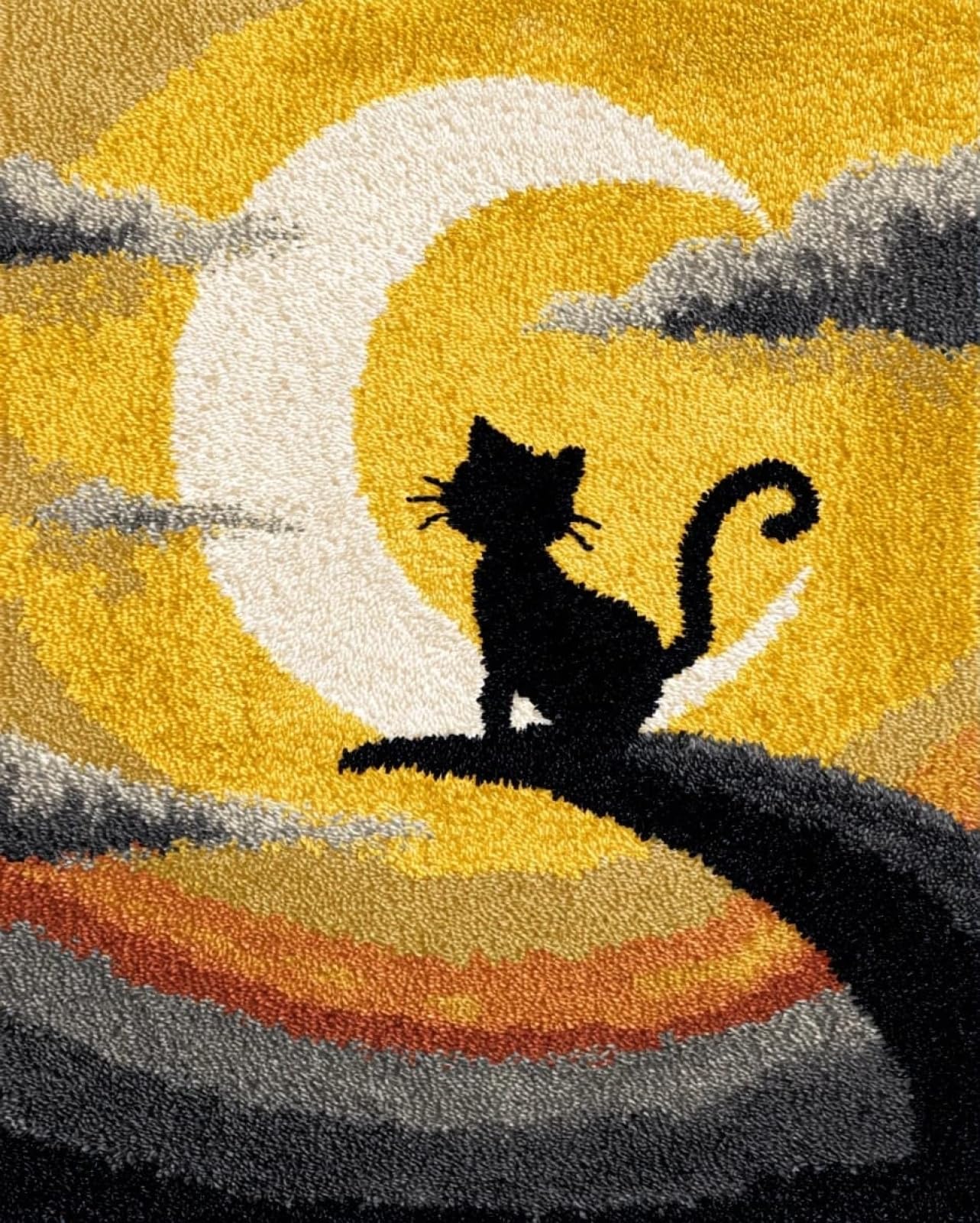 Wallphantom Latch Hook Rug Kit,Cat on the Moon
