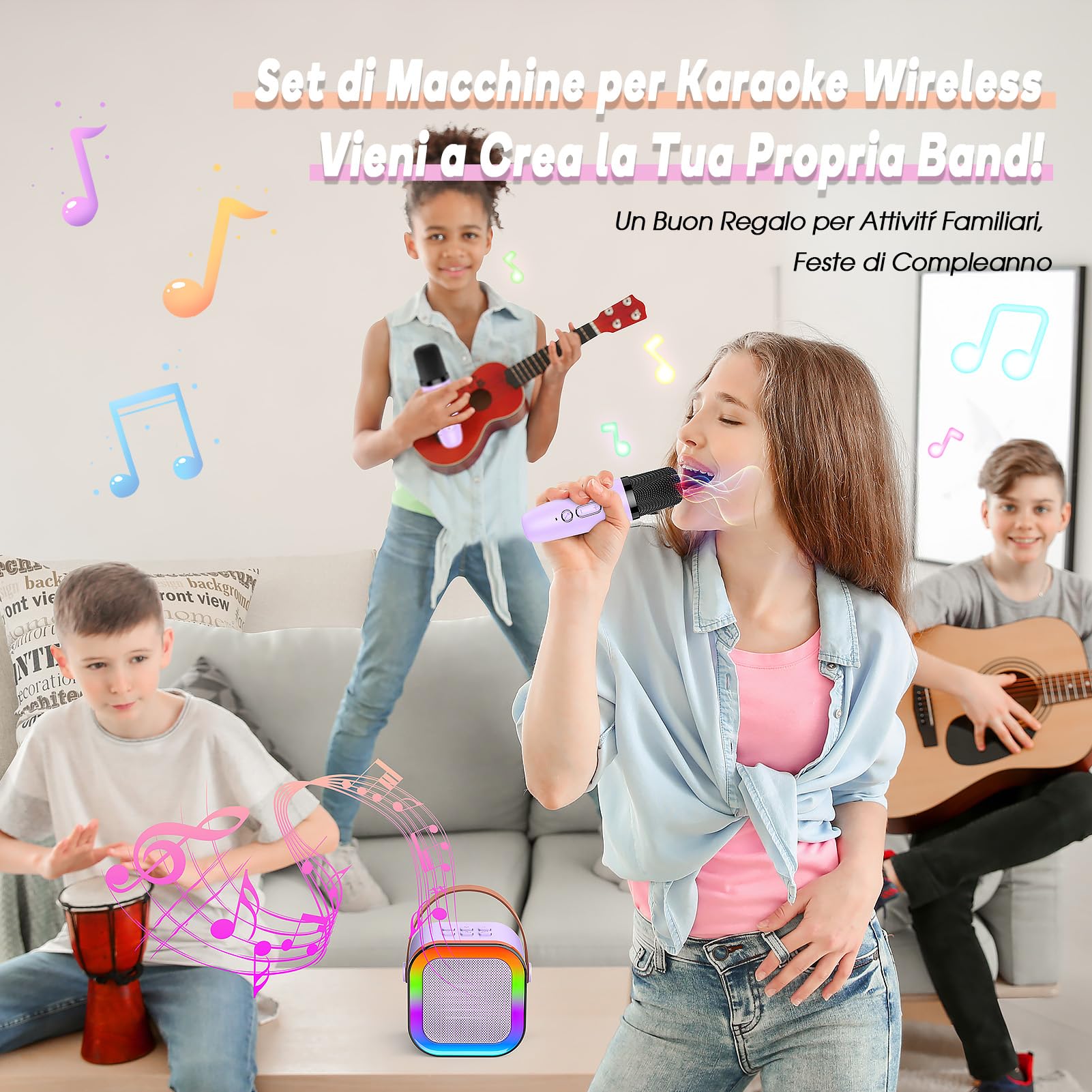 Karaoke con Microfono Regalo per Bambini 3-12 Anni Giochi Giocattoli