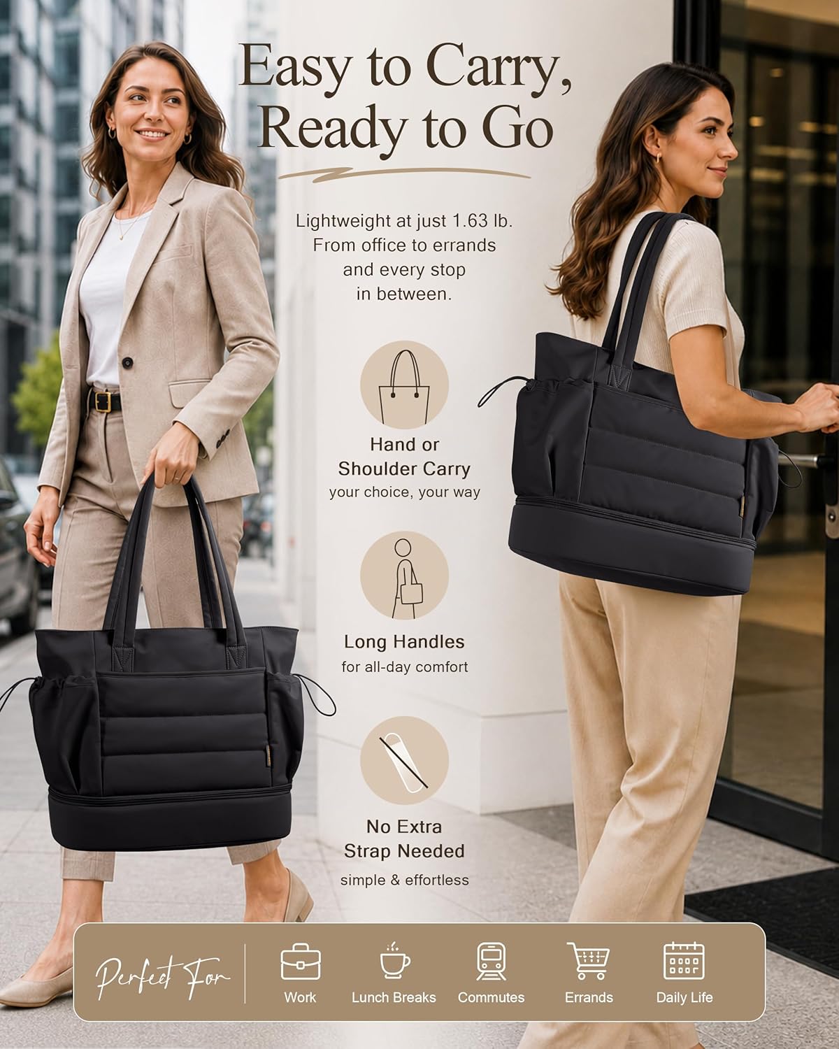 Marscamd Lunch Tote Bag, Work Bag with Insulated Compartment for Lunchbox