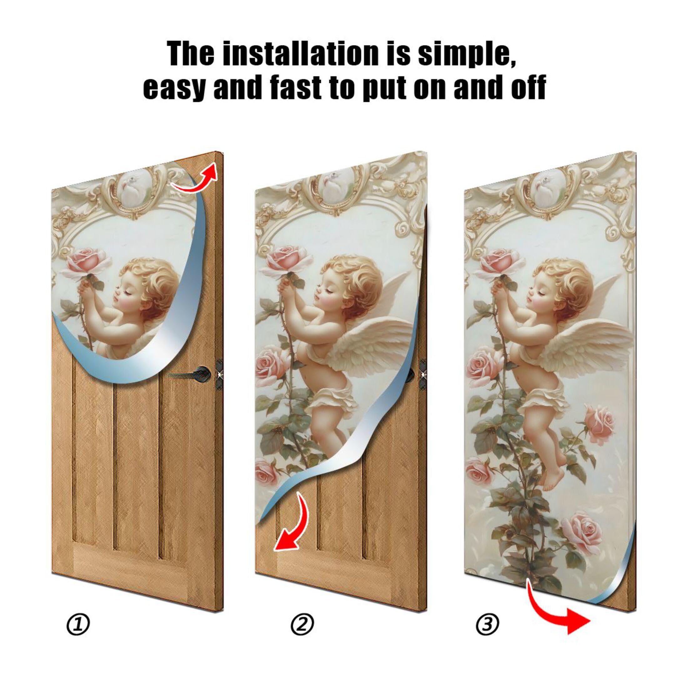 Graziosa copertura per porta a forma di angelo, in tessuto elastico ad alta elasticità, per feste festive, decorazione per la casa, 89 x 200 cm
