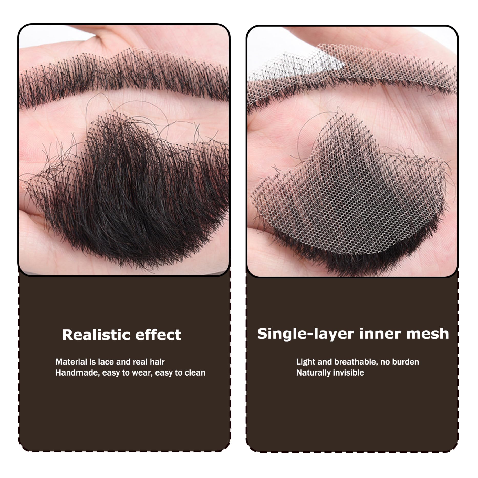 Bigote falso barba falso cabello humano barba realista bigote falso invisible