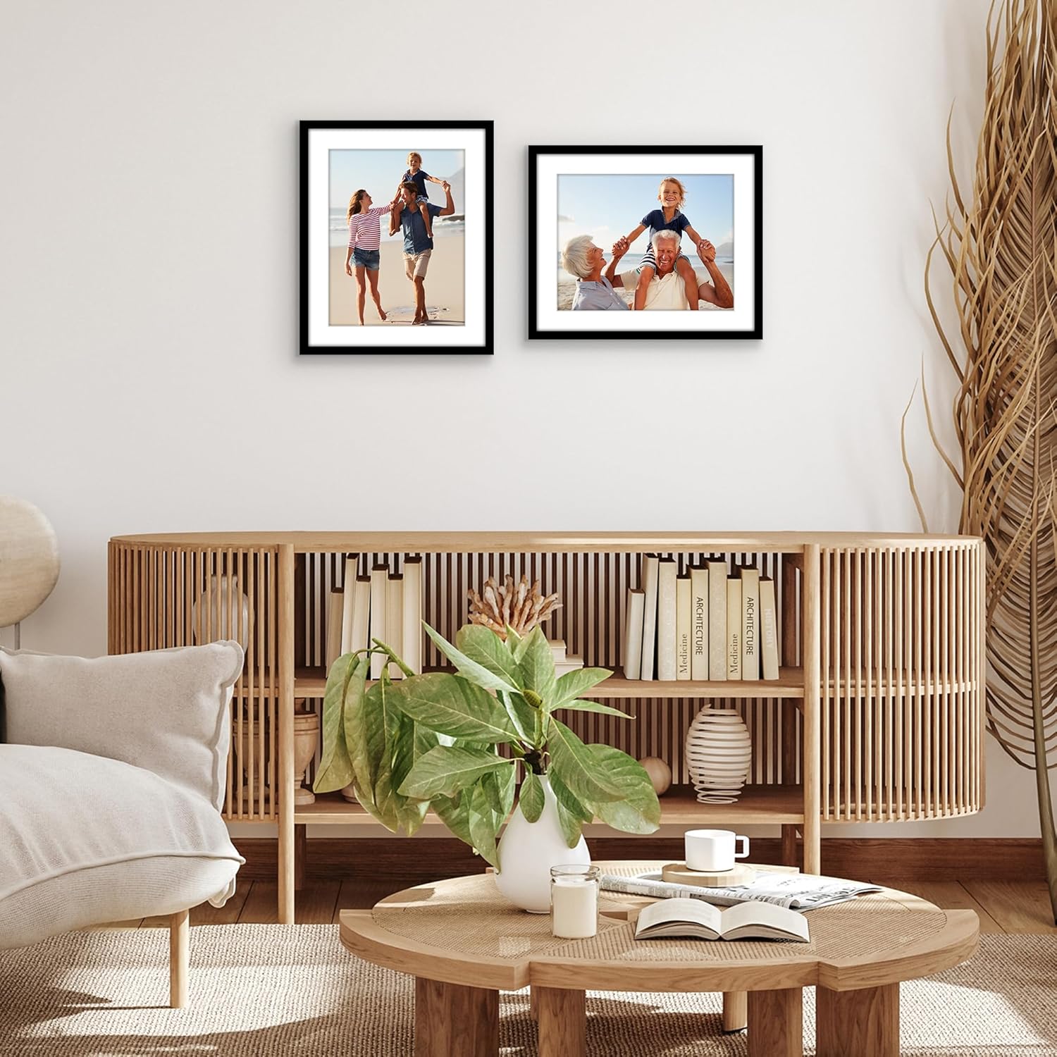 Americanflat 13x16 Picture Frame with Polished Plexiglass - Set of 2 - Use as 10x13 Frame with Mat or Display 13x16 Photo Without Mat - Galleria Collection - Picture Frames for Wall Display - Black