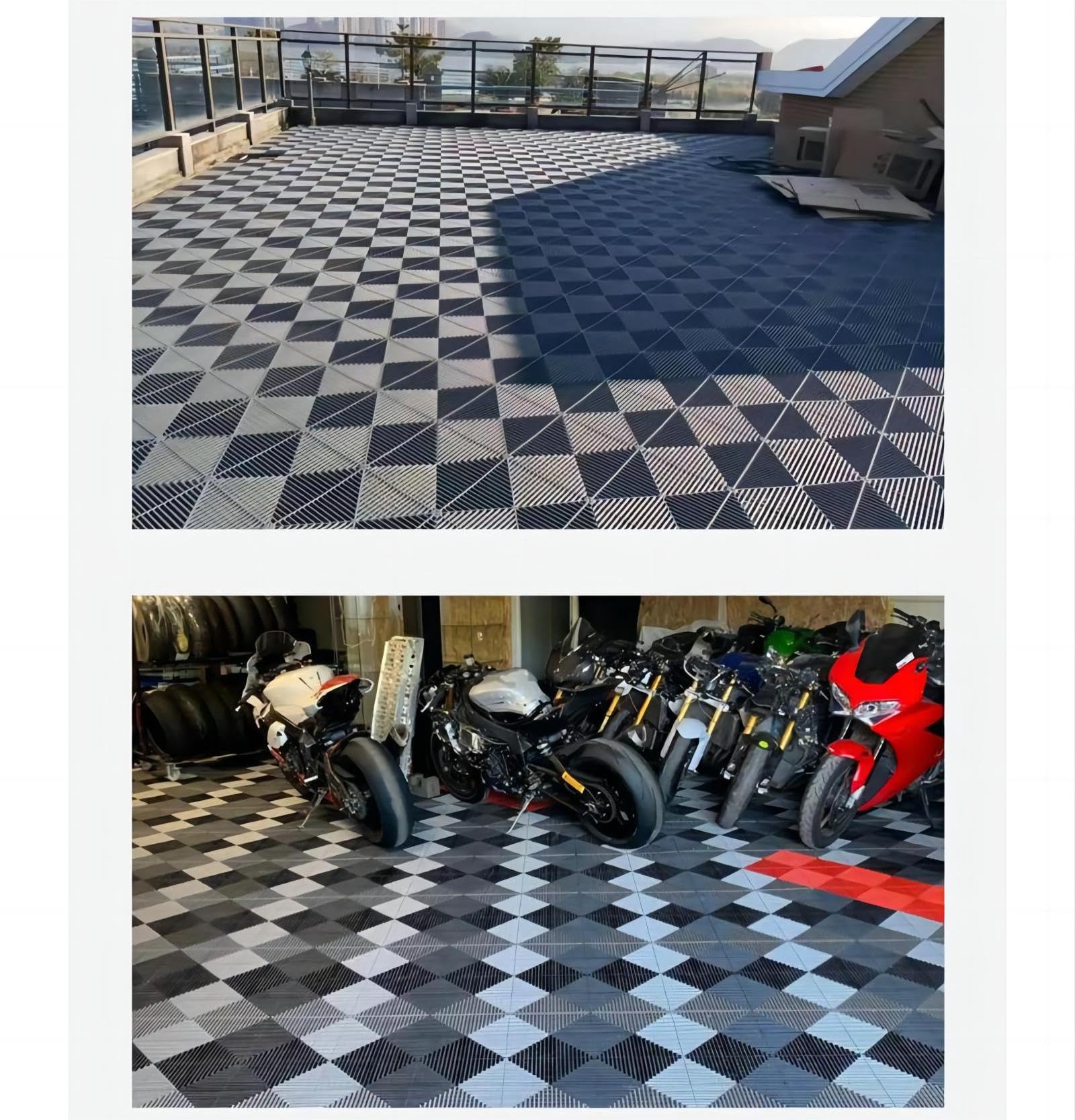 PP garage pavimento 20 pezzi officina pavimento 40×40CM garage pavimento stuoie 18MM spessore click piastrelle garage garage drenaggio tappetino per garage, all'aperto, piscina coperta (3.2m²)