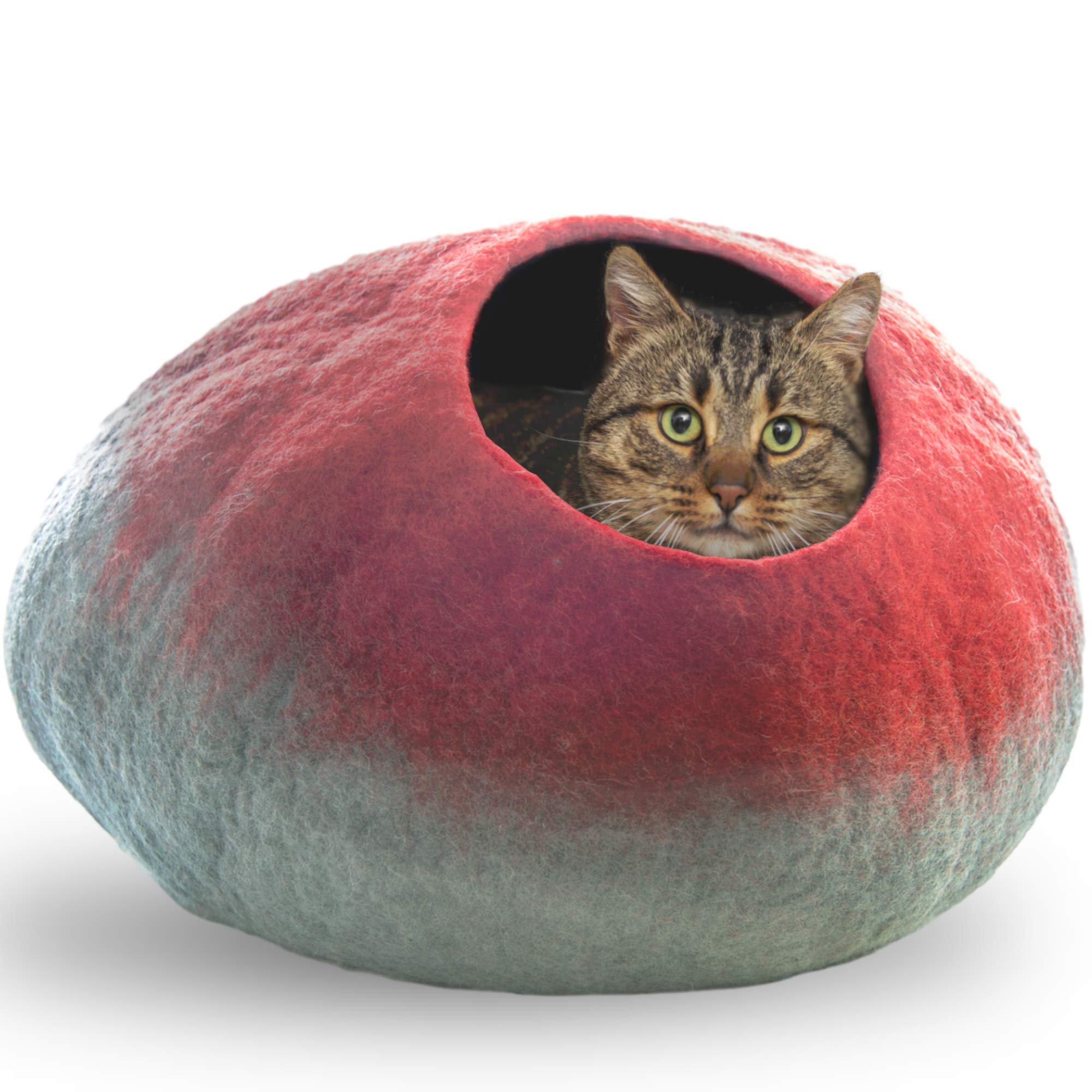 Le Sharma Premium Wool Cat Cave Bed (Large) | Handmade with 100% Natural Merino Wool | Eco Friendly Felt Cat Cave for Cats and Kittens