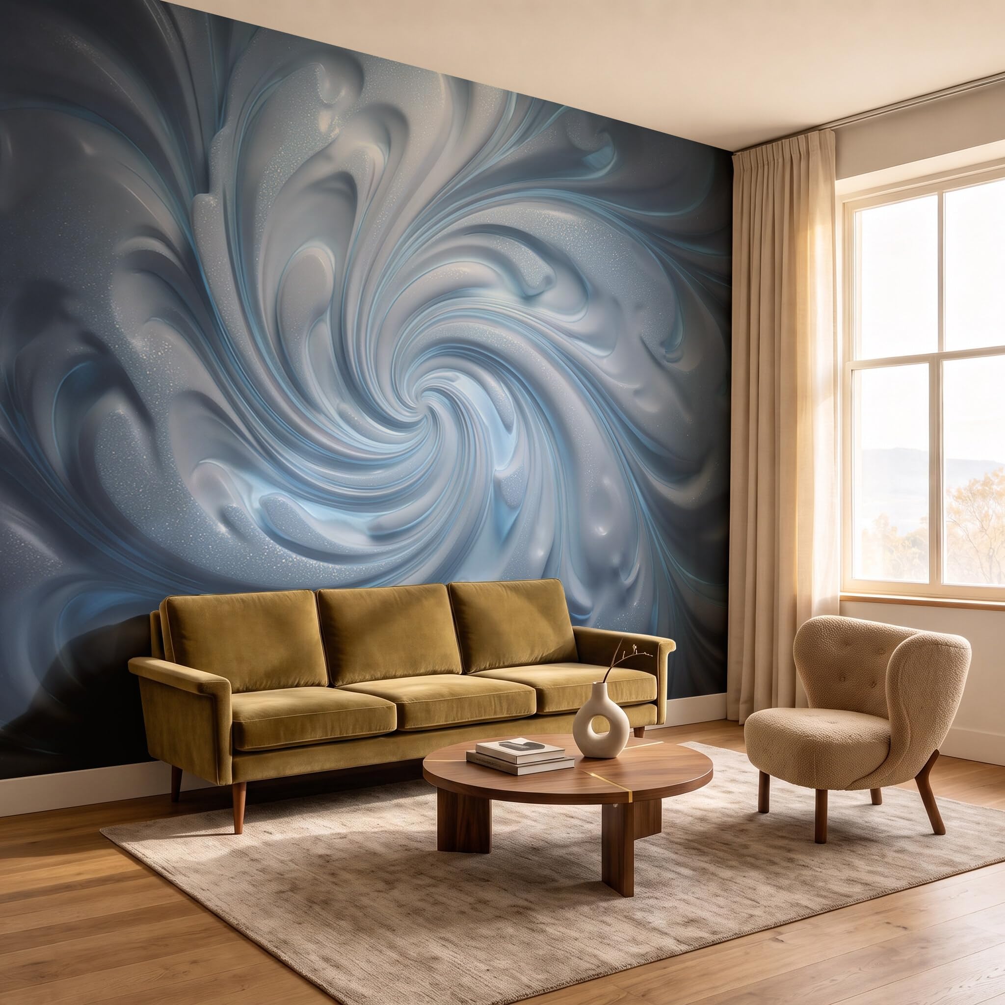Papier Peint Panoramique Fluide Vortex 400X280Cm | Papier Peint Poster Mural 3D, Marbre Abstrait Tapisserie Photo Peinture Murale Intissé Fresque Pour Salon Chambre Toile Fond Tv