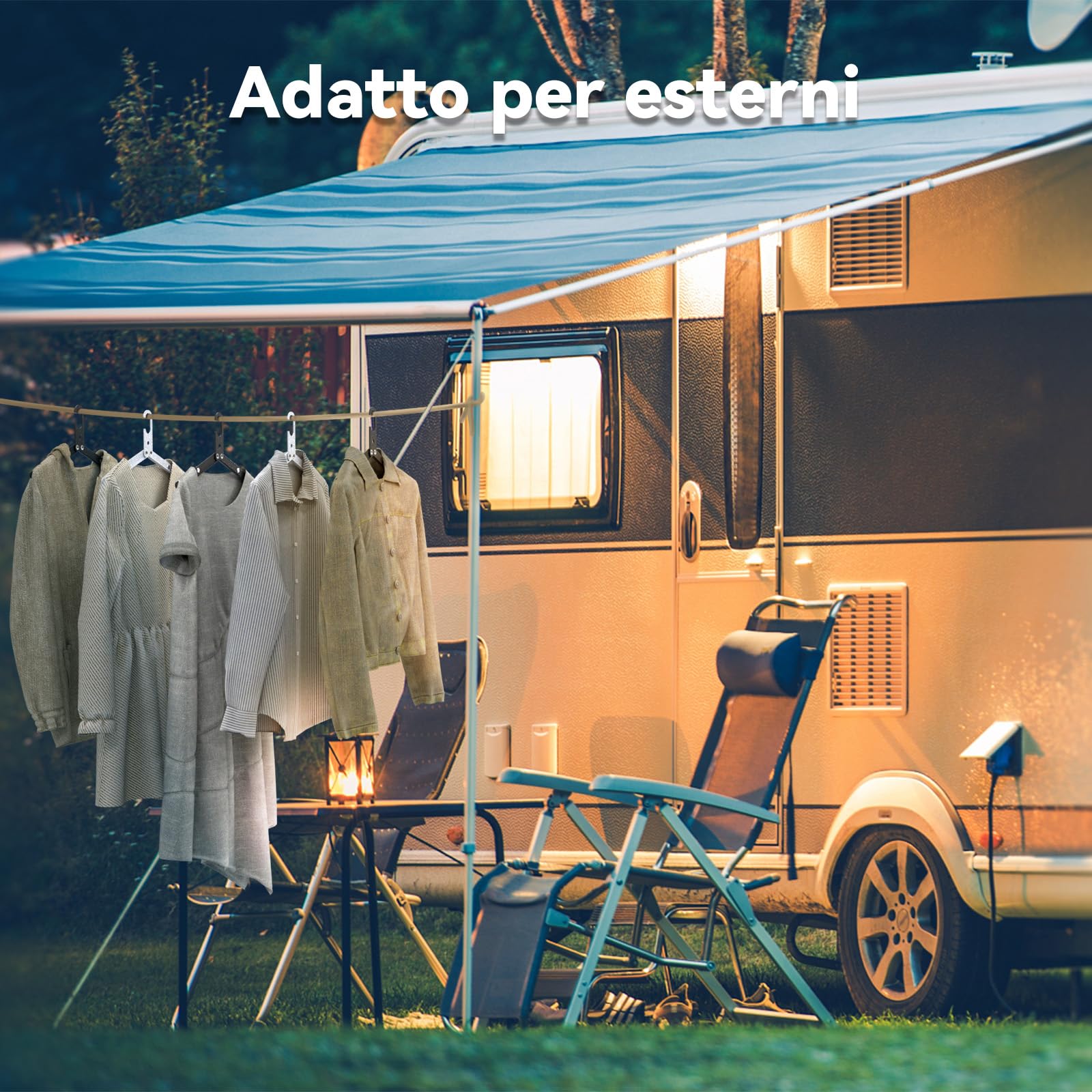 Sazfli Gruccia da Viaggio Pieghevole in Alluminio (3 Pezzi) – Leggera & Compatta con Porta Abiti Antivento, Ideale per Campeggio/Crociera – Nero