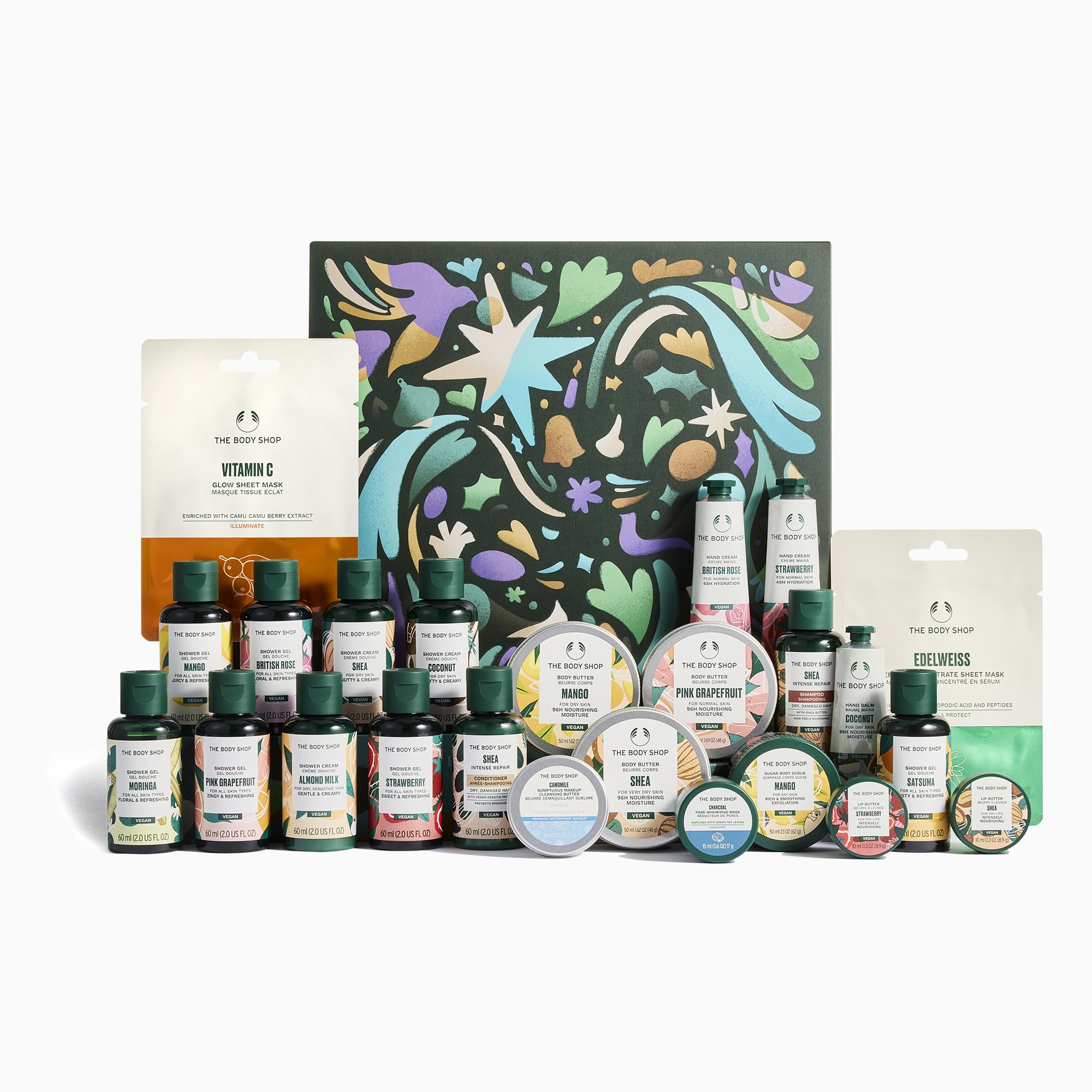 The Body Shop Classic Beauty Advent Calendar- 24 Piece Gift Set, Includes Creams & Gels for Shower & Body, Hand Balms and More