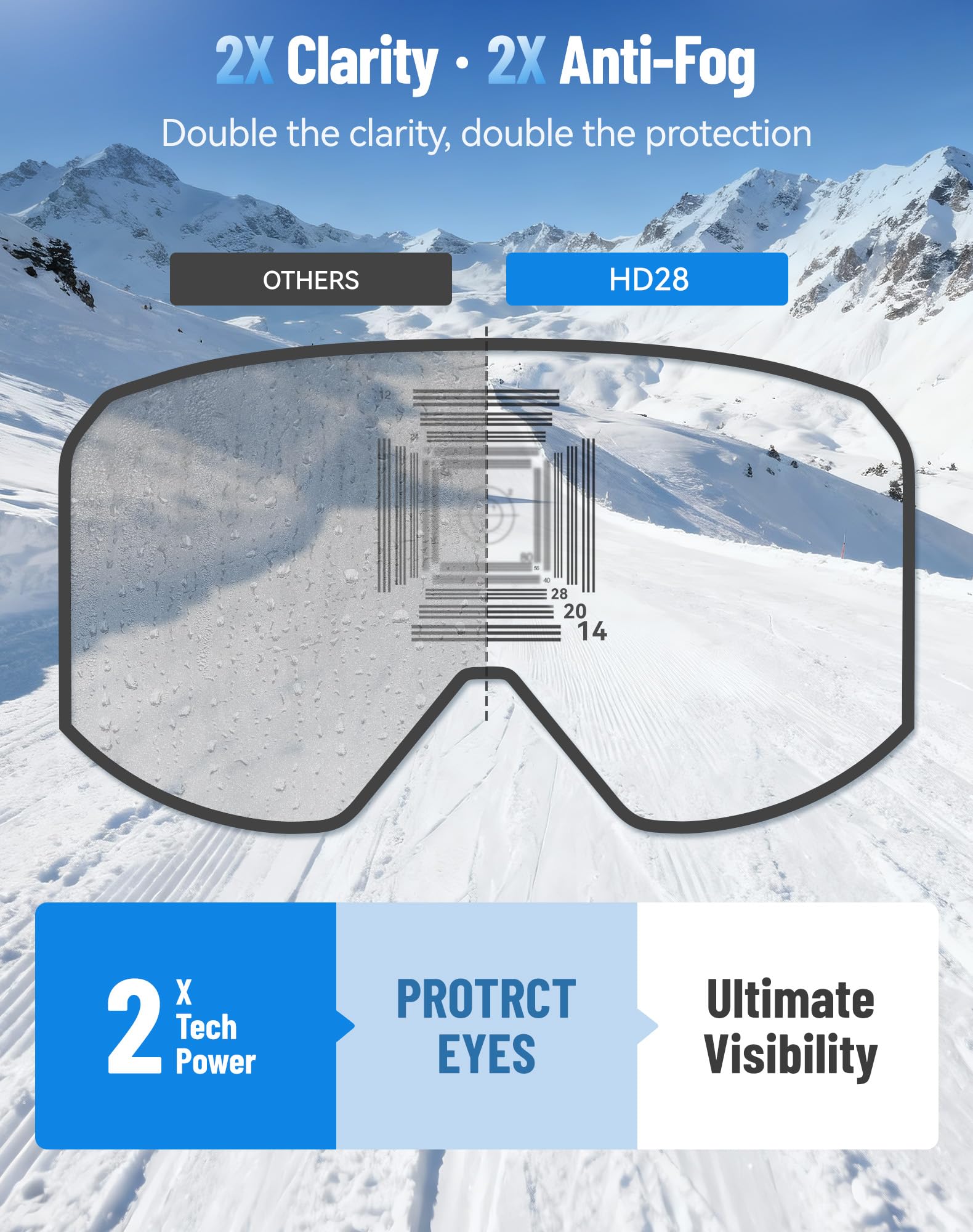 Innerking Occhiali da sci/snowboard OTG per uomini, donne e ragazzi – Occhiali da neve anti-appannamento 100% UV400 protezione GR15