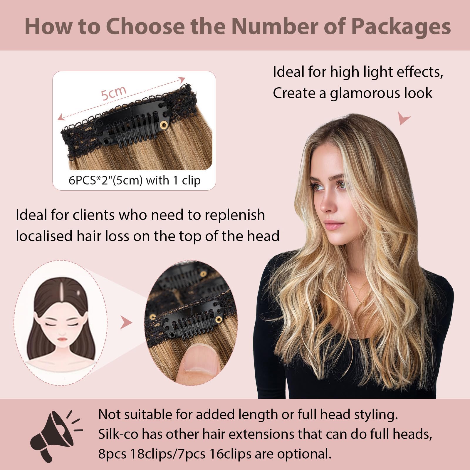 Silk-co Clip in Hair Extensions Real Human Hair Extension Double Weft With Lace Coverd Clip in Silky Straight Very Thin Highlight efffect for Women 6PCS 6Clip 12In #4P27 Medium Brown&Dark Blonde 33g - Image 3