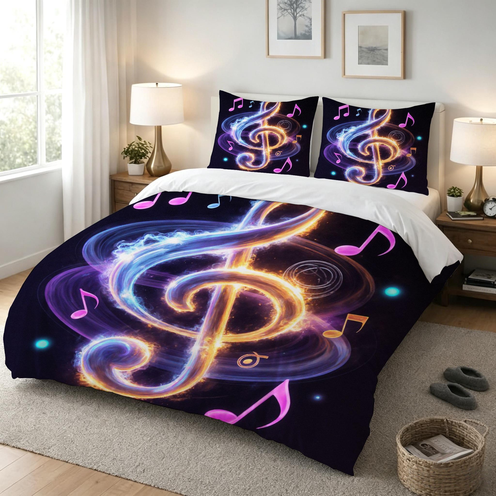 Funda Nórdica Cama 180, 240x260 cm Nota Musical Morada, AQ2208