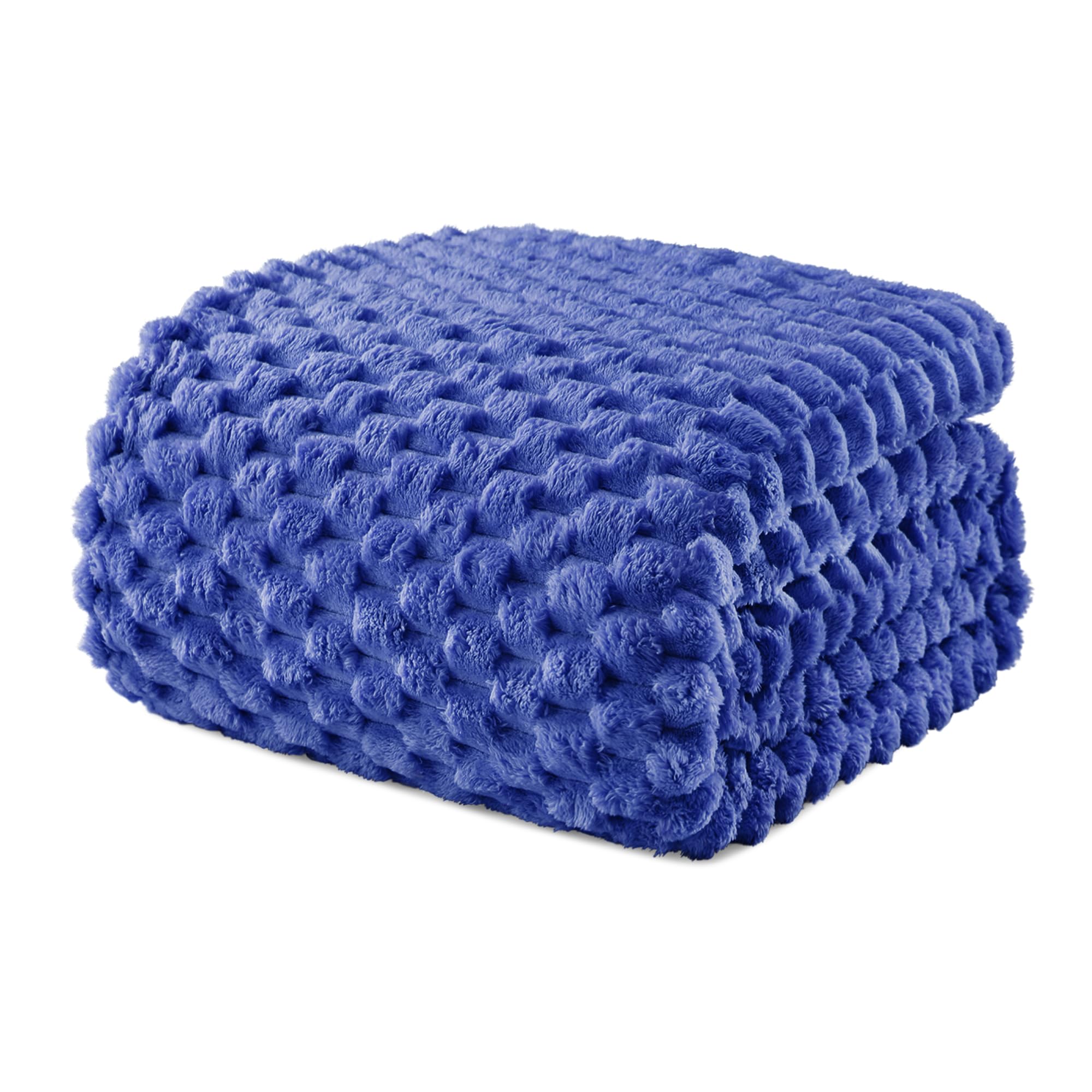 Exclusivo Mezcla Fleece Queen Size Blanket for Bed, Extra Large Fuzzy Cobalt Blue Bed Blankets, Soft Cozy Plush Sofa Throws for All Seasons, 230x230 CM