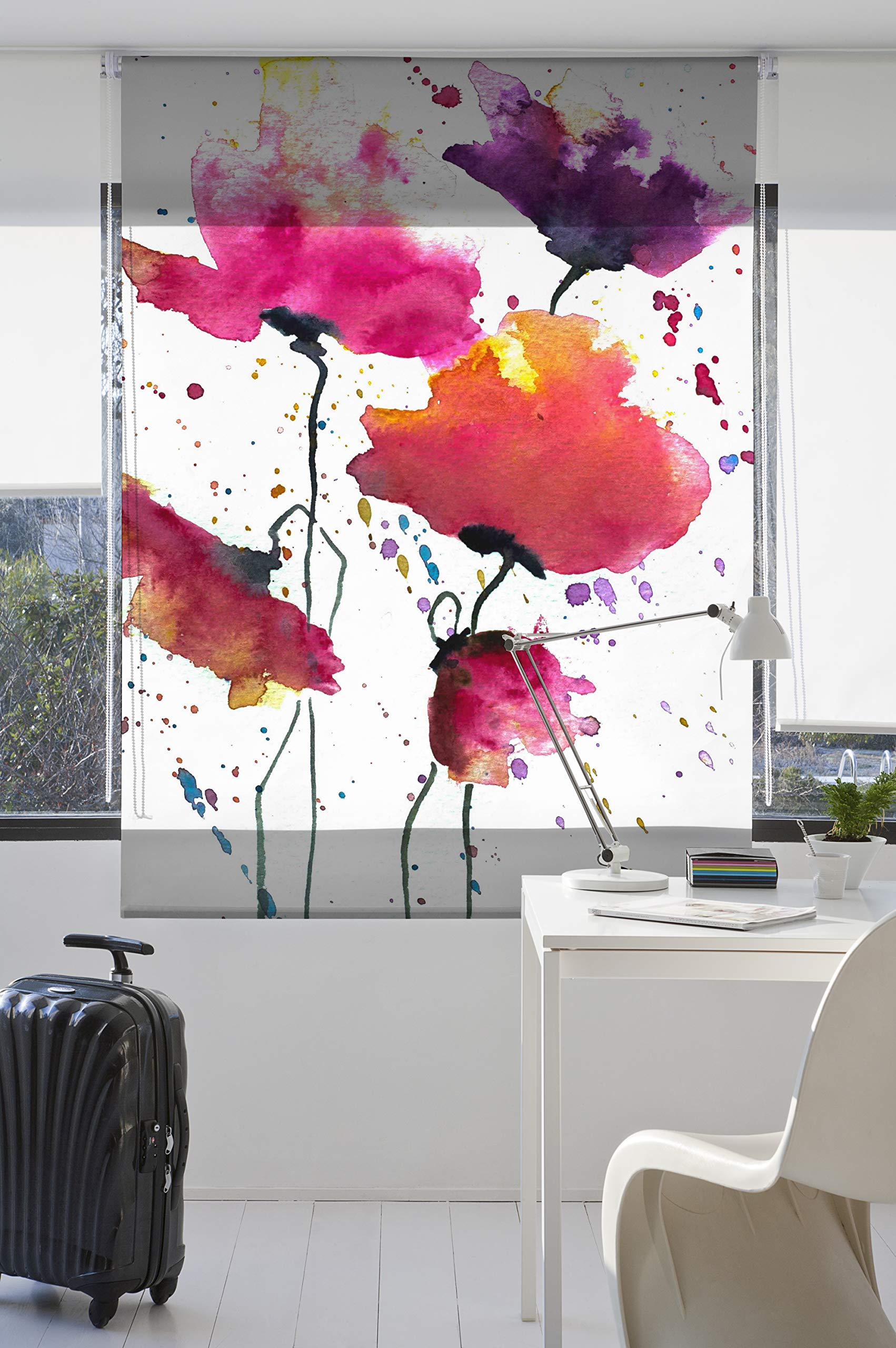 Estoralis Flores y Plantas | Estor Enrollable Diseño Moderno | Translúcido Estampado Digital | Modelo F-3135 | 130 x 180 cm (Ancho/Alto) Tamaño Tela 147 x 175 cm | Estores para Ventanas y Puertas