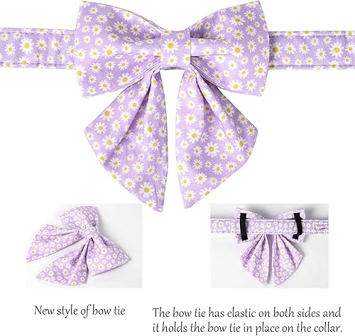 Miniatura 4 de Lionet Paws Collar de primavera para perro con lazo marinero, suave, cómodo, ajustable, lindo collar de margarita para cachorros y gatos, XS, cuello