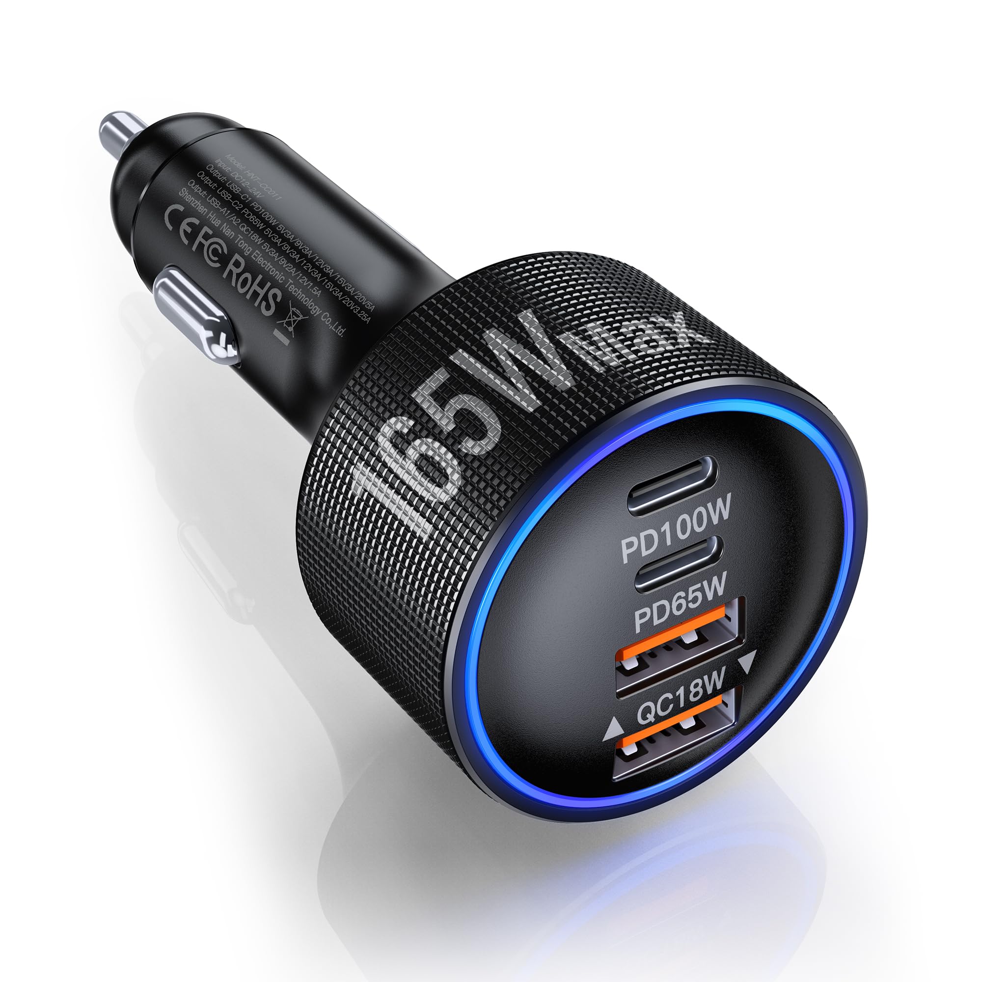 Caricabatteria da auto USB-C 4 in 1, adattatore per accendisigari a 4 porte super veloce, supporta la ricarica rapida PD/QC, compatibile con iPhone 17/16/15, iPad, Samsung Galaxy e altri dispositivi
