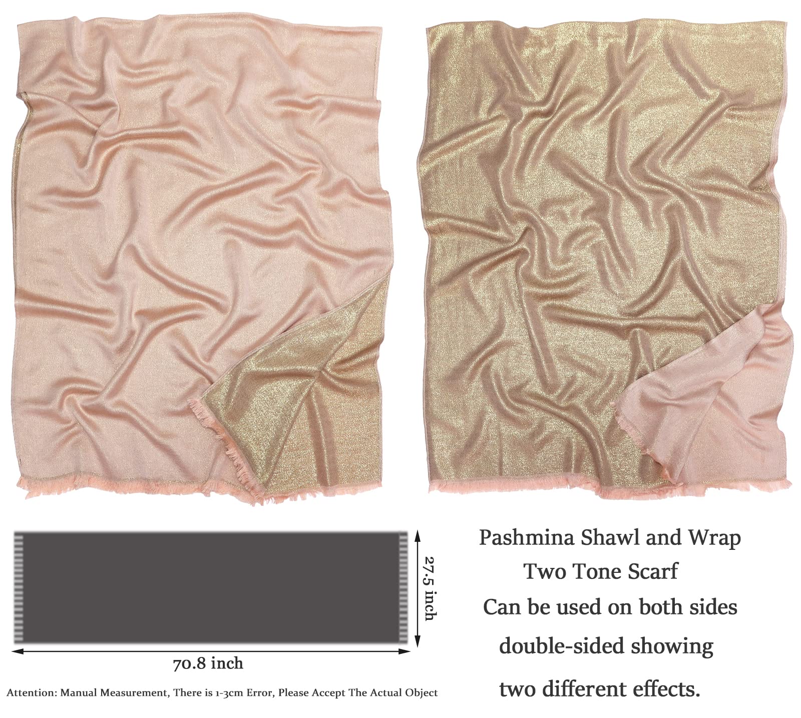 Pashmina scintillante metallizzato scialli e involucri sciarpa lunga festa tinta unita bicolore