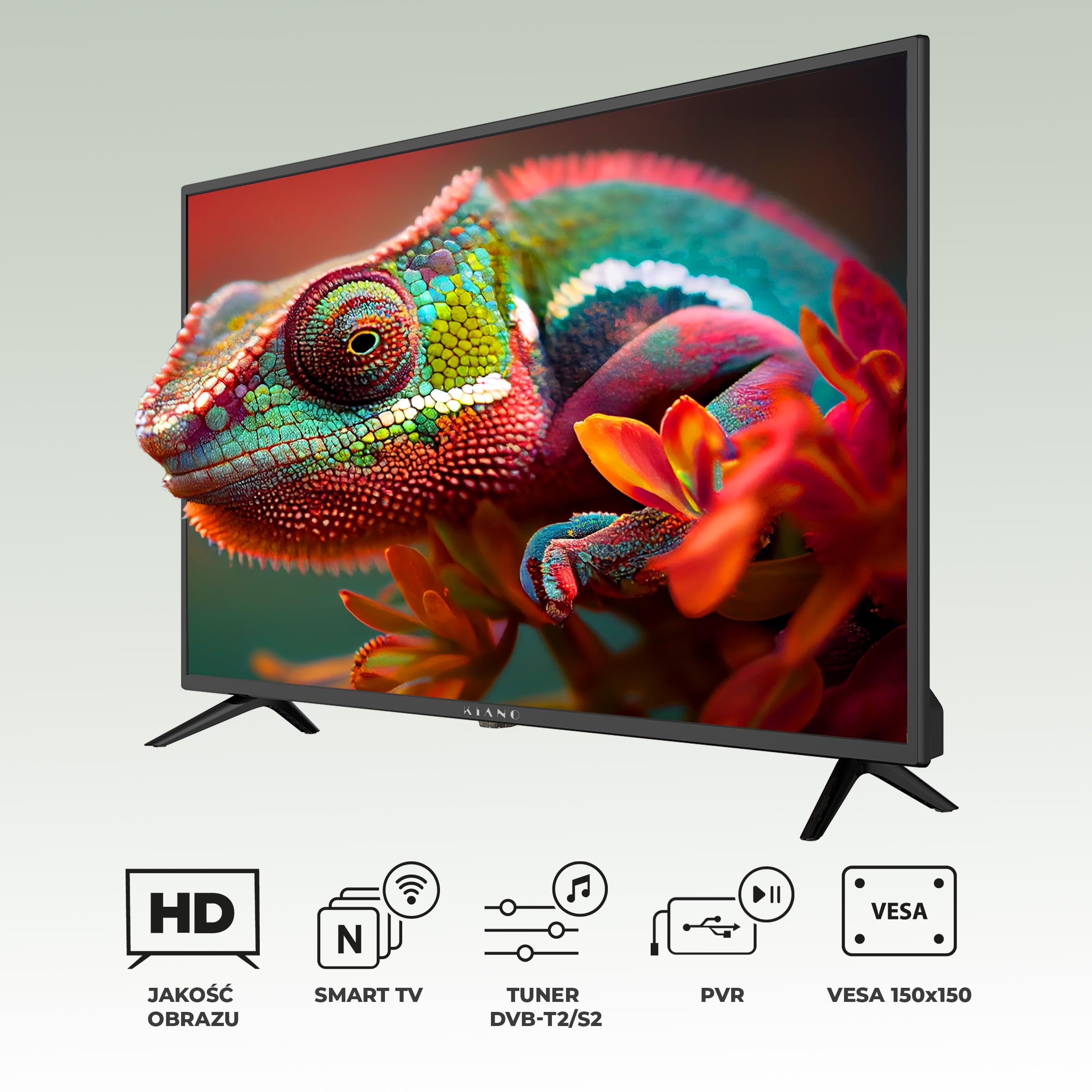 Kiano Slim TV Smart Telewizory 40" Cal 100 cm LED Full HD 1080p TV FHD | Android TV Netflix HBO YouTube PrimeVideo | Bluetooth WiFi Miracast | 3 HDMI USB | Dolby Audio |Triplo Tuner DVB-T2 Czarny