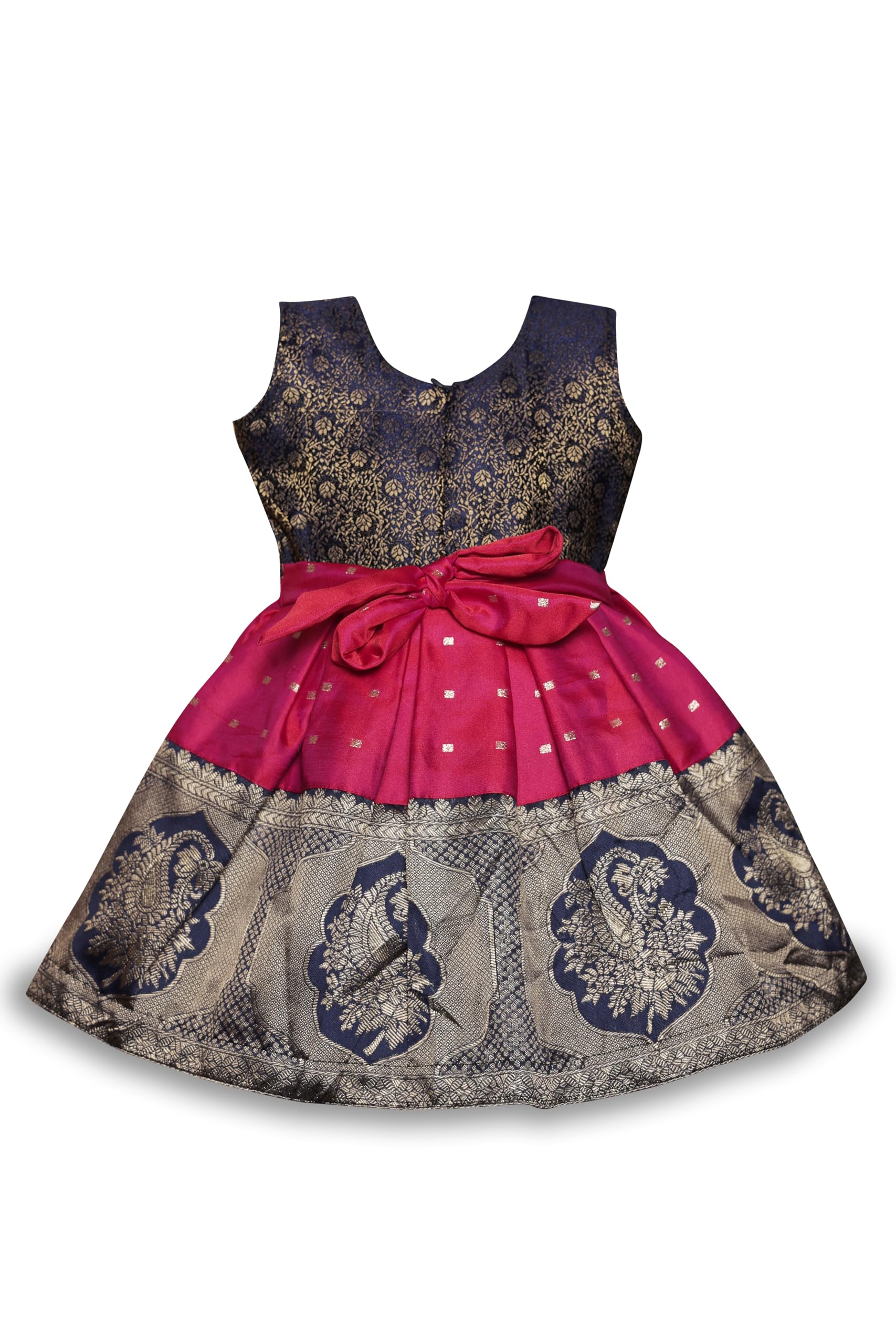 LehnvelNew South Indian Traditional pattu Pavadai Jecquard Frock for Girl's Dress