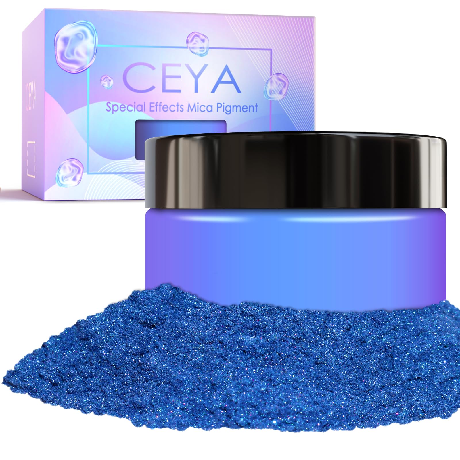 ceyaHighly Chameleon Mica Pigment, 1.8oz/ 50g Midnight Blue Chrome Powder, Cosmetic Grade Pearlescent Effect Color Shift Pigment for Epoxy Resin, Makeup, Nail Polish, Soap Dye, Candle Making, Slime
