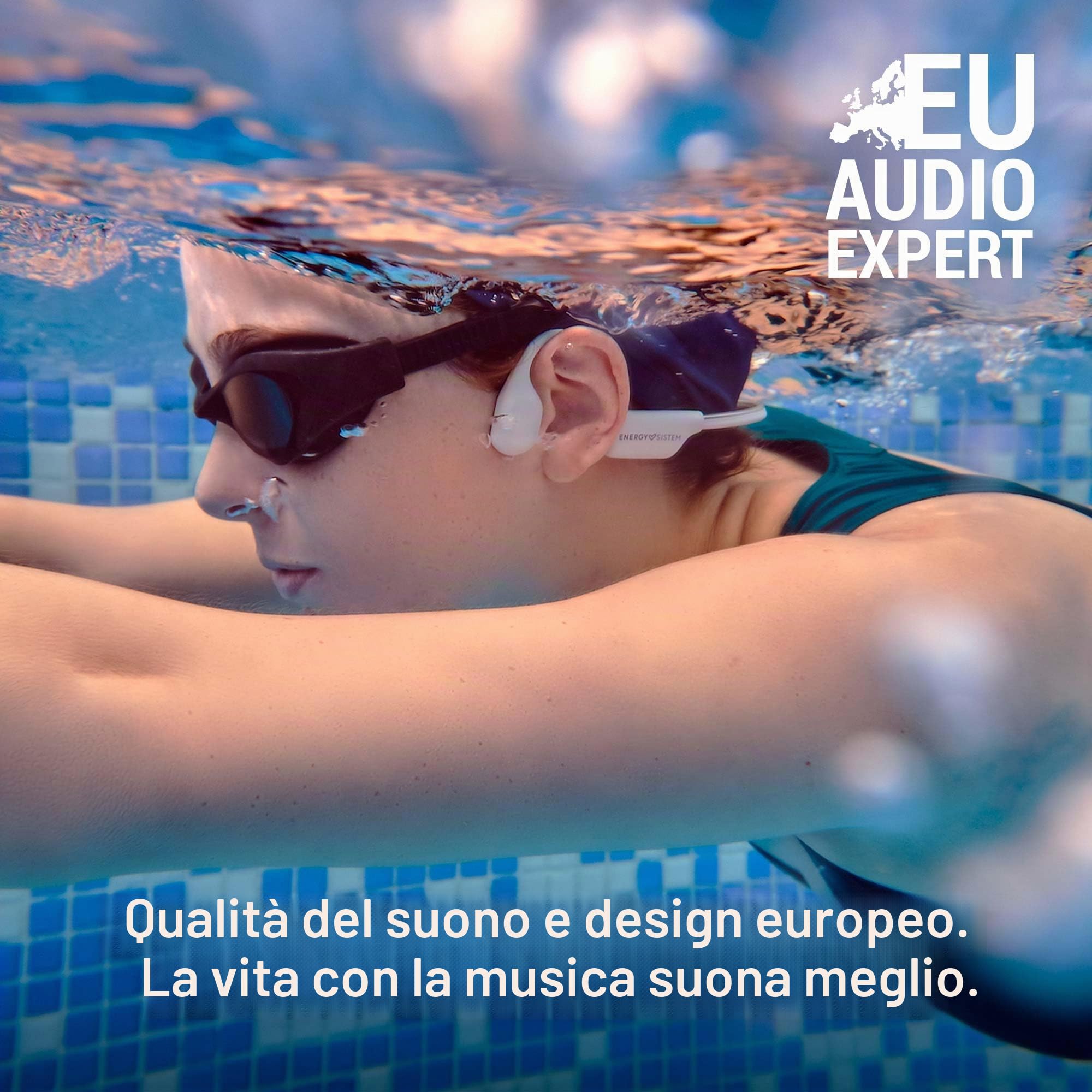 Energy Sistem AquaSport - Cuffie Bluetooth (Bluetooth 5.4, 11 ore di batteria, microfono, lettore MP3, impermeabile