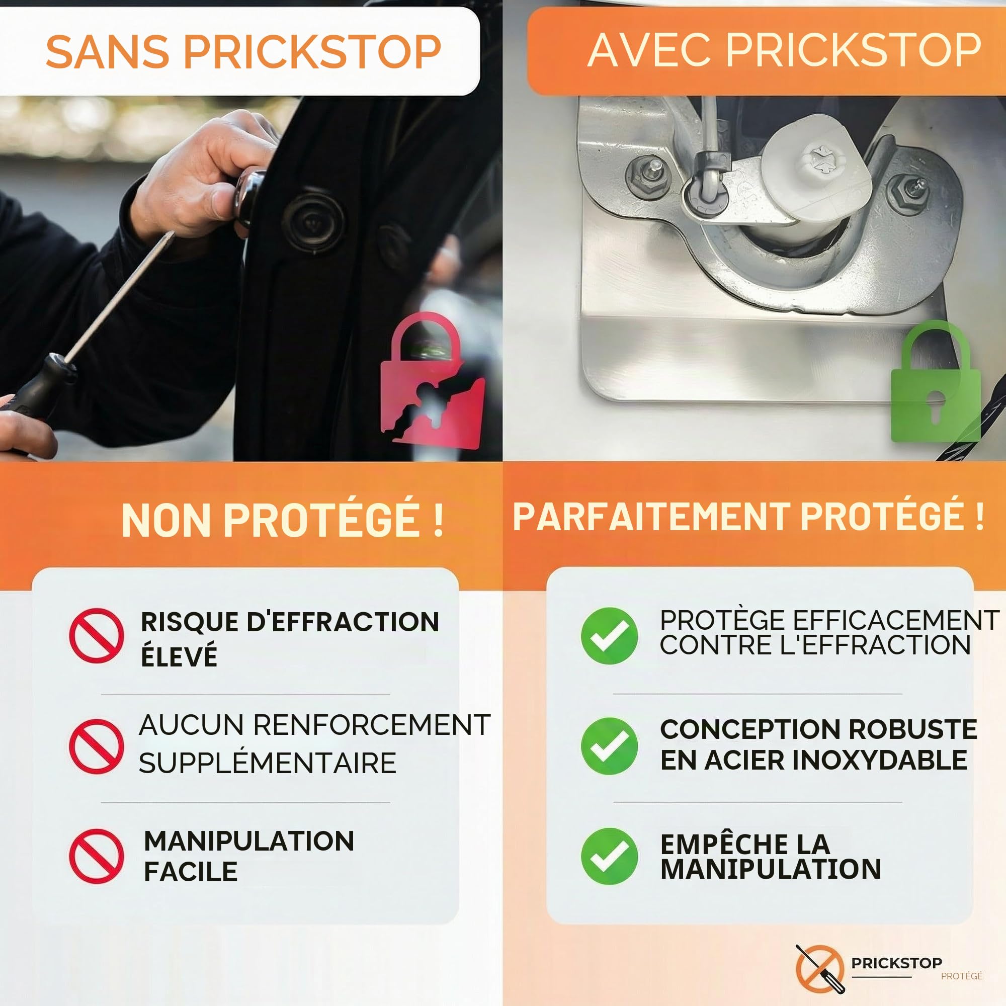 Serrure de porte arrière et protection anti-effraction Prick Stop pour Fiat Ducato, Peugeot Boxer, Citroën Jumper H1, H2, H3, accessoires de camping-car (avec goupille rabattable 6 mm x 45 mm