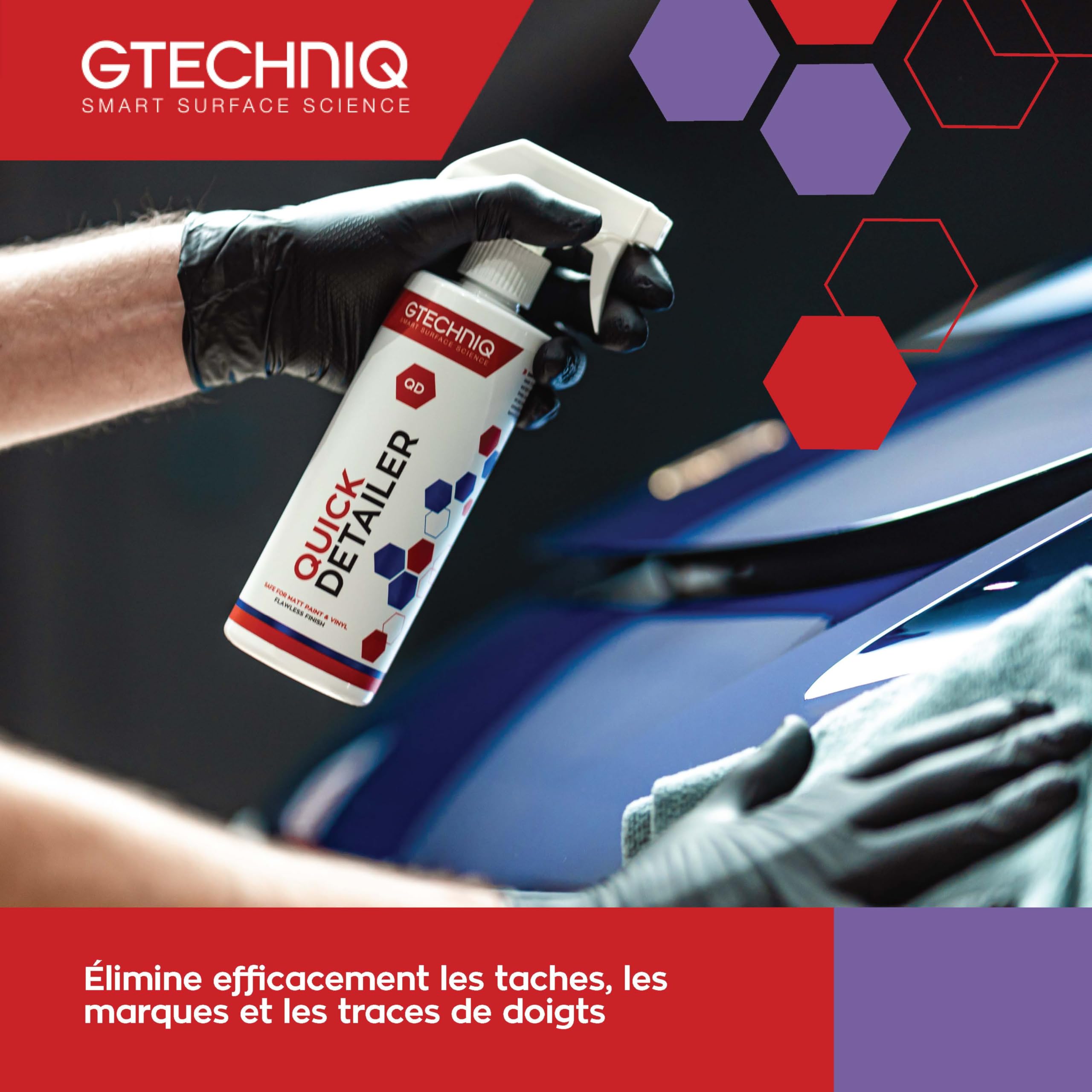Gtechniq Quick Detailer 500ml - brillance et douceur éclair - Formule simplifiée : Pulvérisez, essuyez - Élimine les traces d’eau, les traces de doigts - Augmente la brillance de la carrosserie