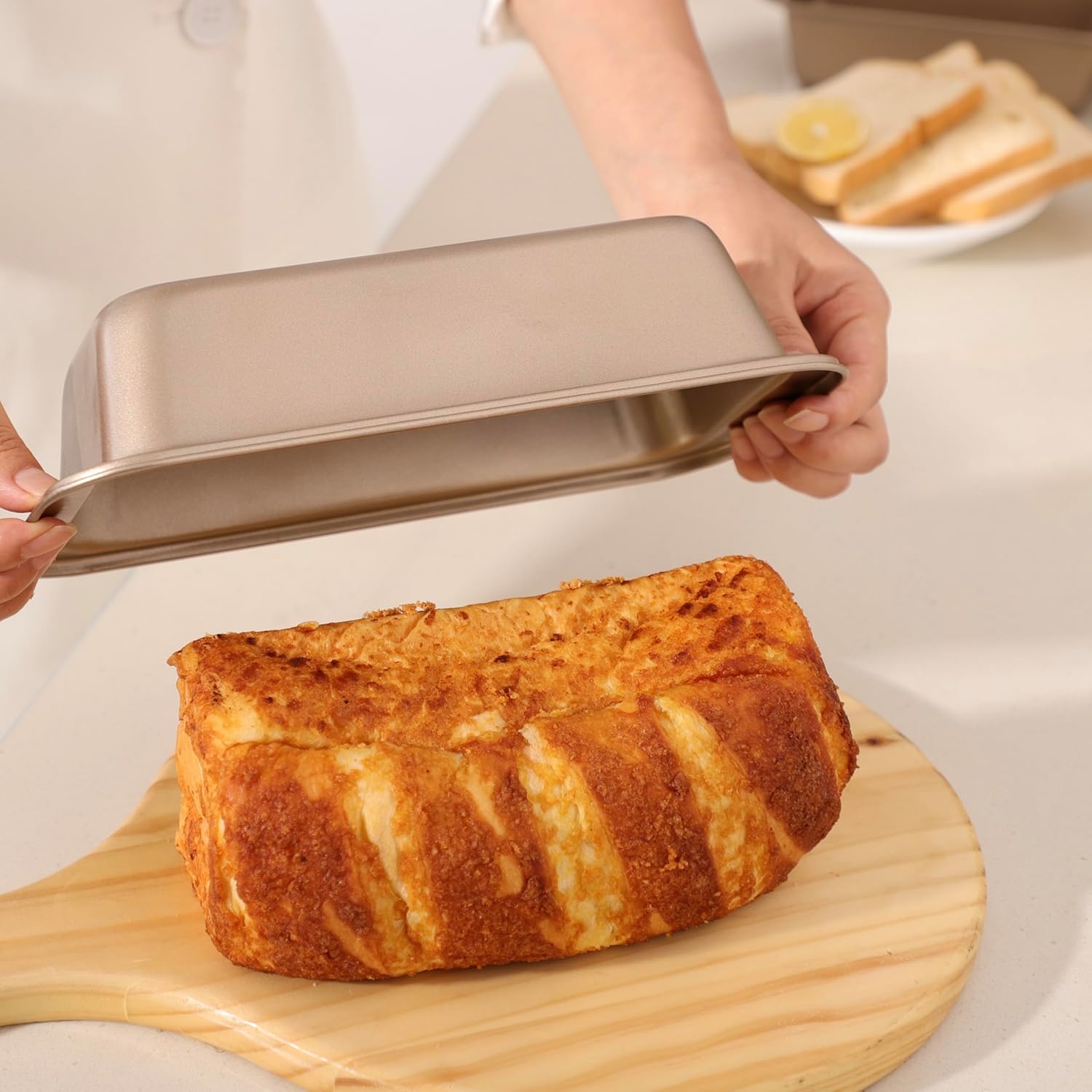5-Piece Toaster Oven Baking Pan Set – Compact Nonstick Bakeware for RV, Camper & Small Kitchens – Muffin, Loaf, Pizza, Cake & Square Pans Gold (Gold)