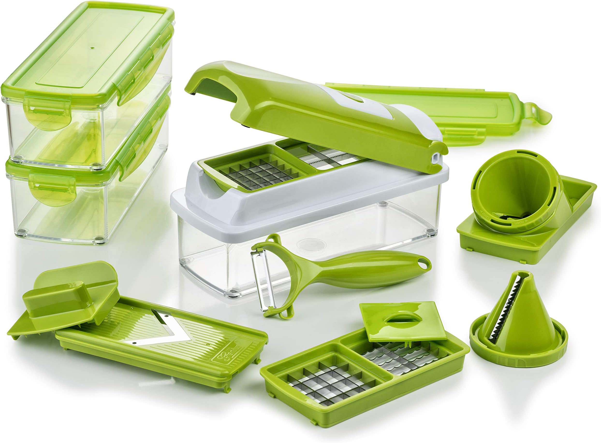 Genius Nicer Dicer Chef 18 Teilig Genius Nicer Dicer Chef (18-teilig) Gemüseschneider mit Glasschüssel