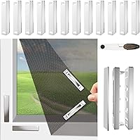 QNFANN Adjustable Magnetic Window Screen - DIY Mosquito Net up to 59x51 Fiberglass Mesh with 12 Strong Magnets for Home Windows